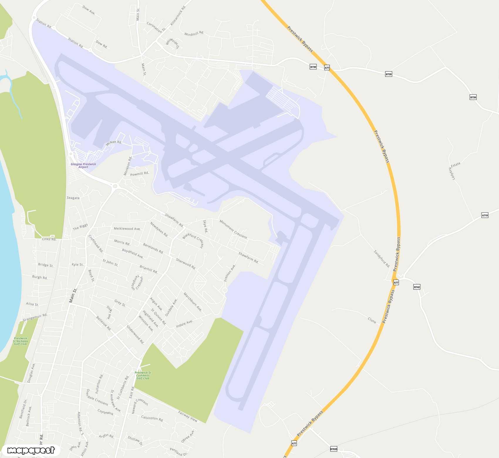 Carte de Glasgow Prestwick <span>airport (PIK)</span>
