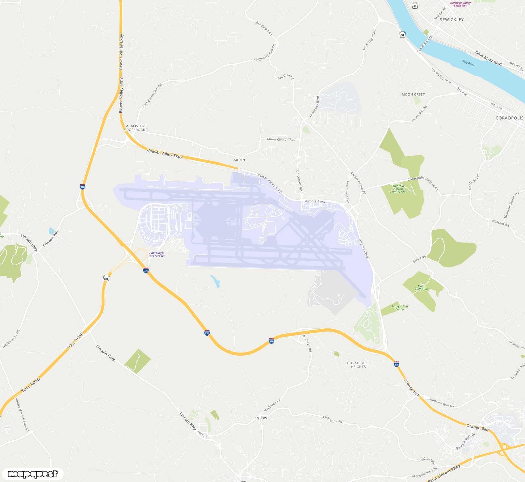 Carte de Pittsburgh <span>international airport (PIT)</span>