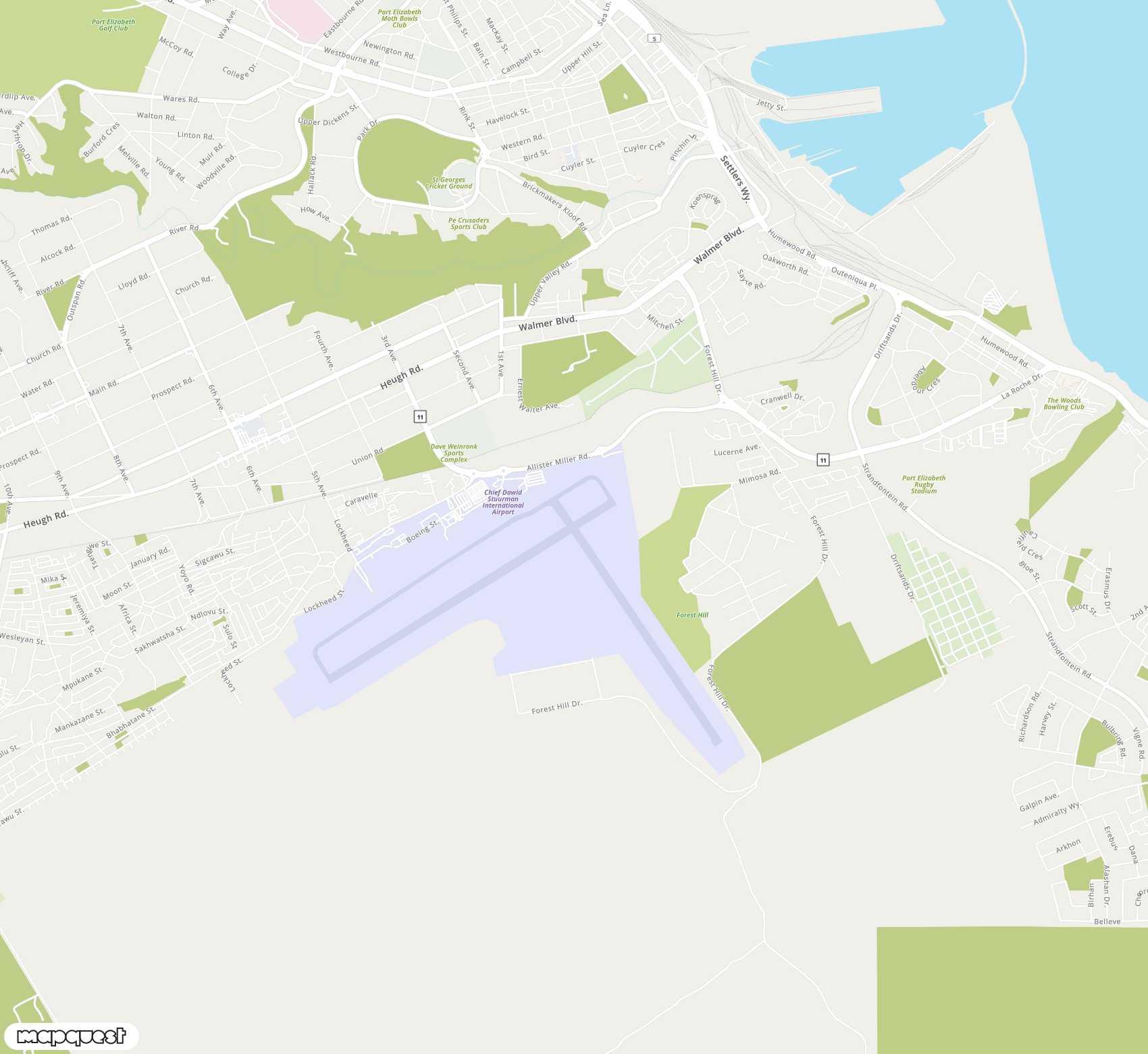 Carte de Port Elizabeth <span>airport (PLZ)</span>