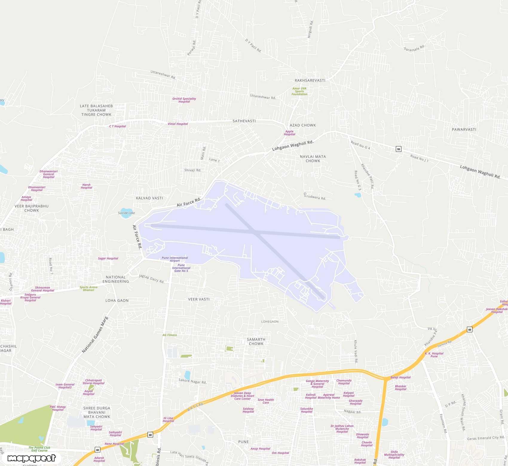 Carte de Pune / Lohagaon Air Force Station <span>airport (PNQ)</span>