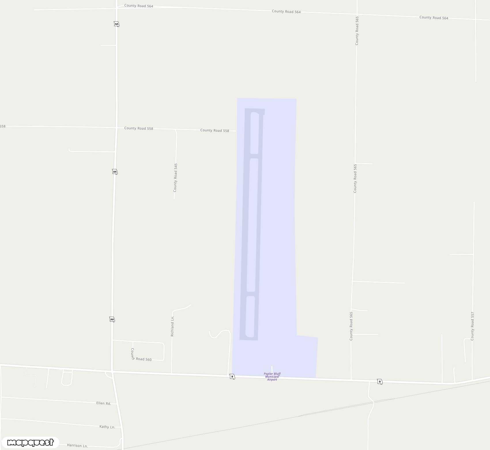 Carte de <span>Aérodrome de </span>Poplar Bluff Municipal<span>(POF)</span>