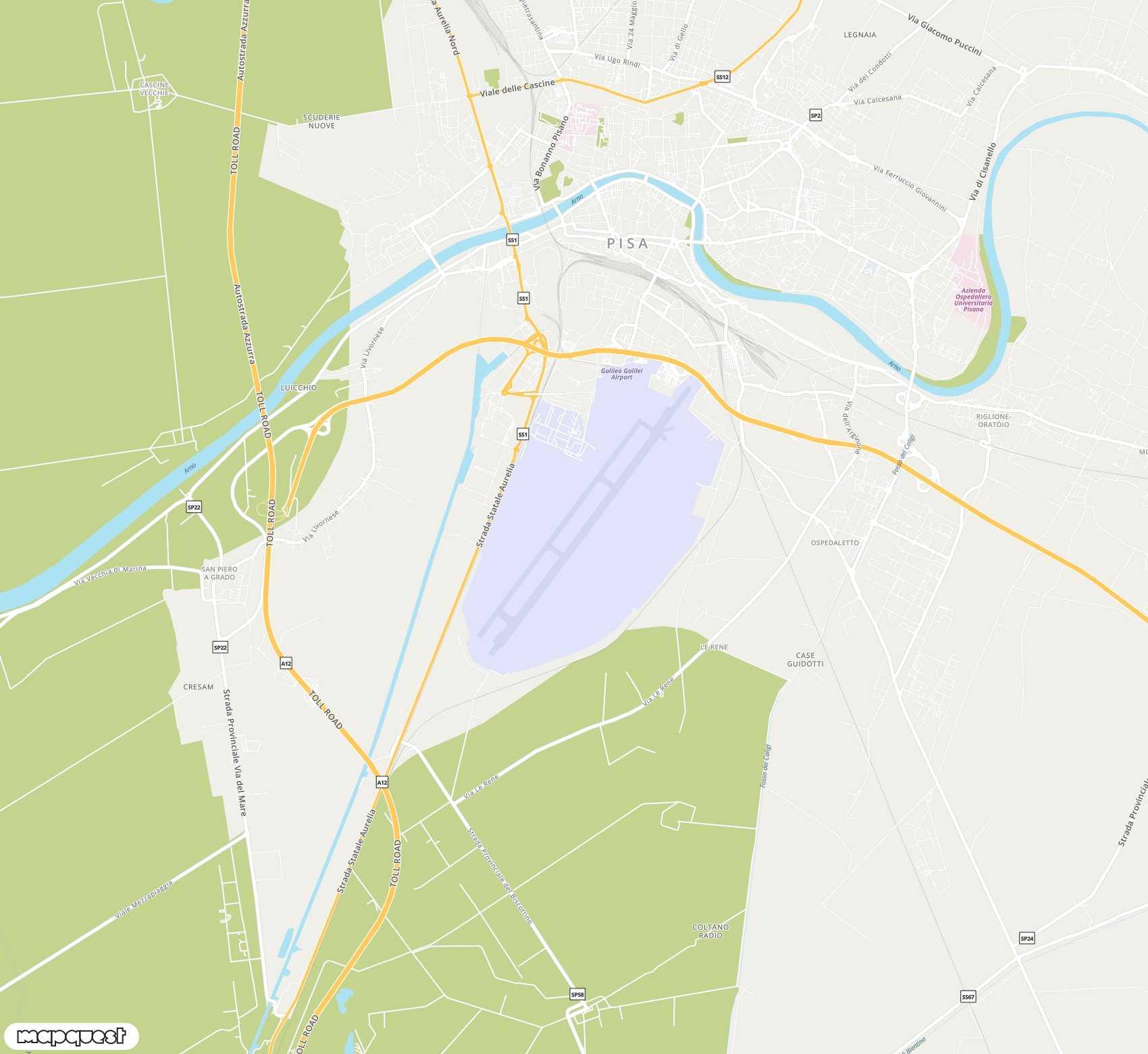 Carte de Pisa <span>international airport (PSA)</span>