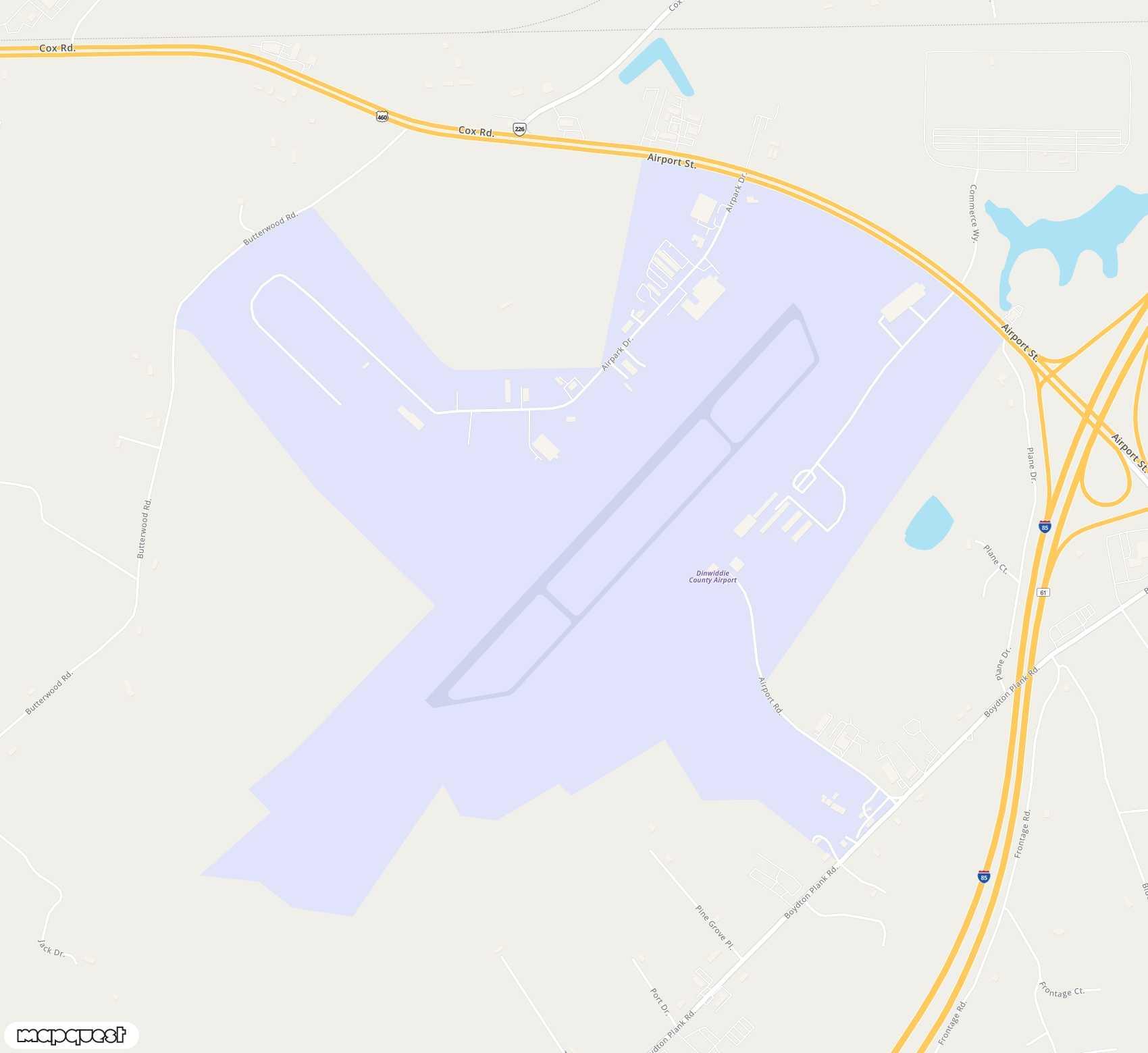 Carte de <span>Aérodrome de </span>Dinwiddie County<span>(PTB)</span>