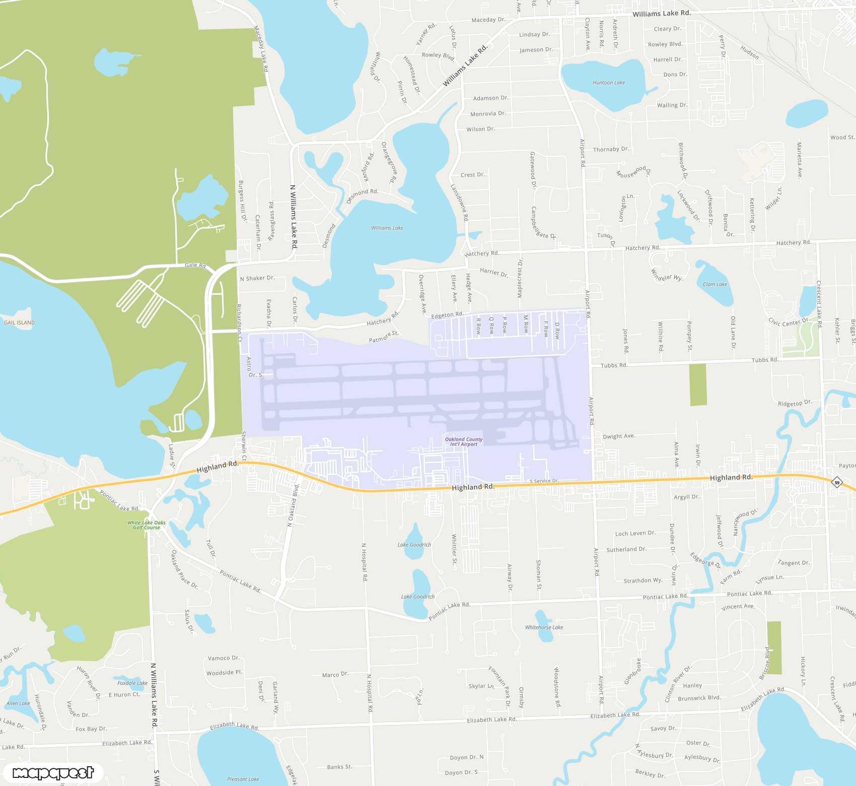 Carte de Oakland County <span>airport (PTK)</span>