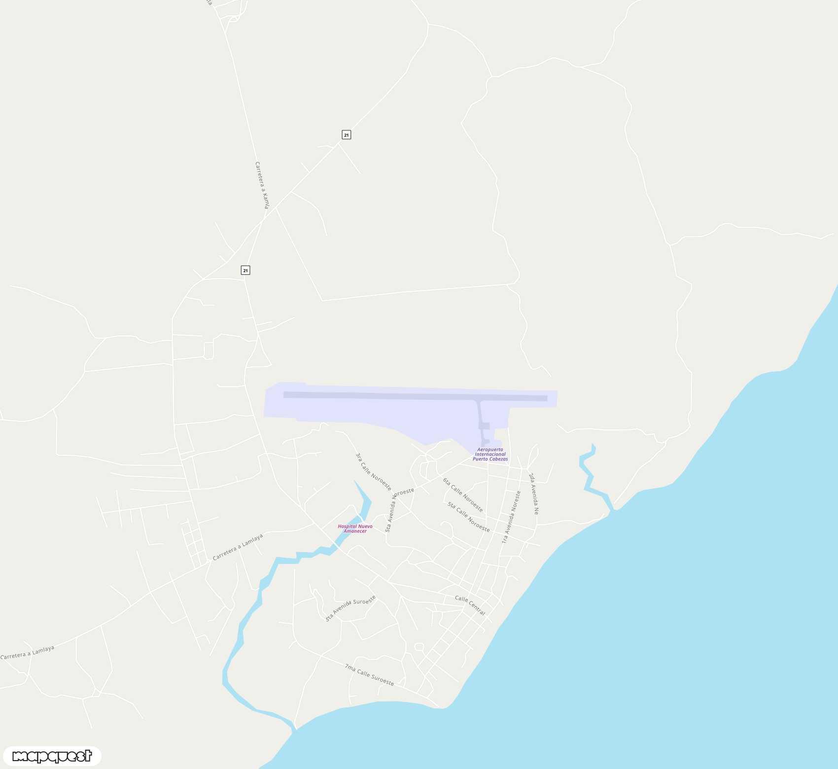 Carte de Puerto Cabezas <span>airport (PUZ)</span>