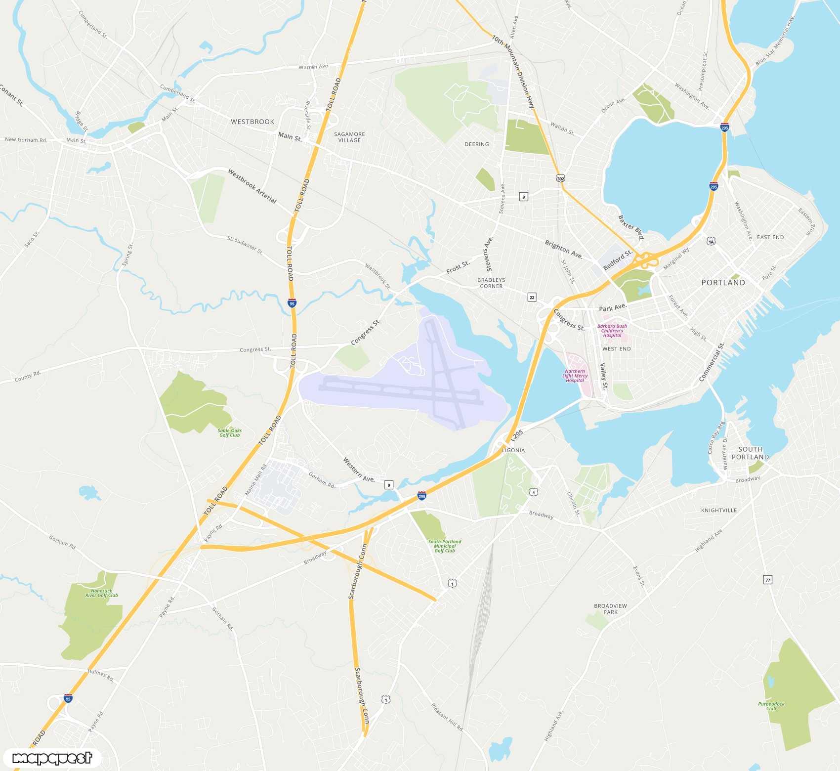 Carte de Portland Jetport <span>international airport (PWM)</span>