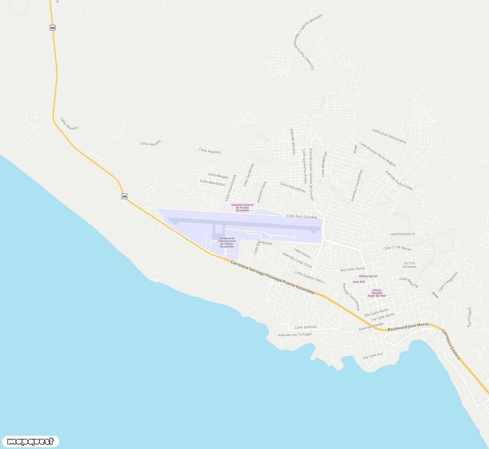 Carte de <span>Aéroport de </span>Puerto Escondido<span>(PXM)</span>