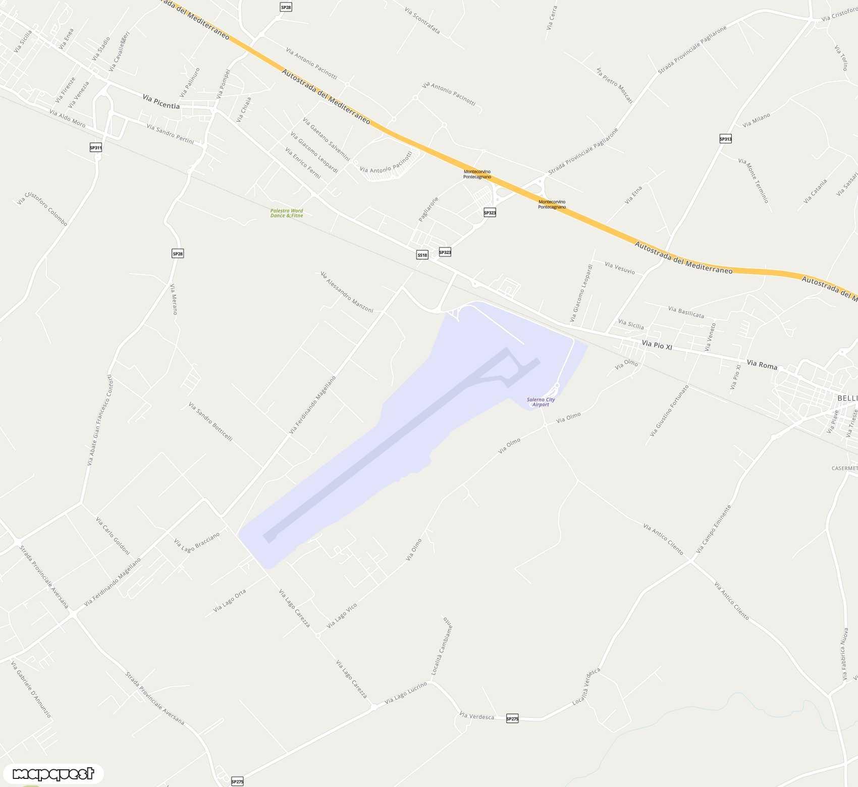 Carte de <span>Aéroport de </span>Salerno Costa d'Amalfi<span>(QSR)</span>