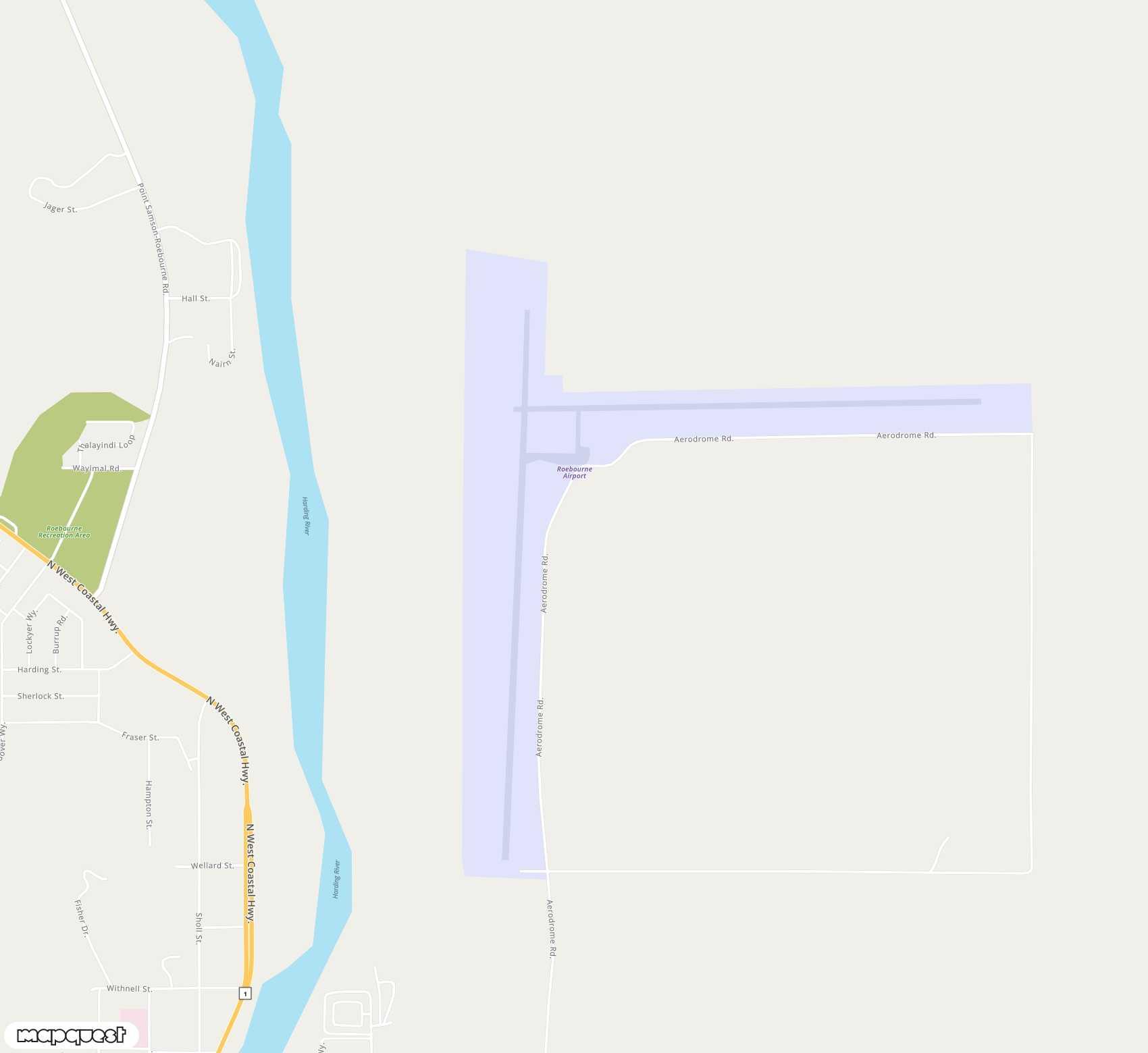 Carte de <span>Aérodrome de </span>Roebourne<span>(RBU)</span>