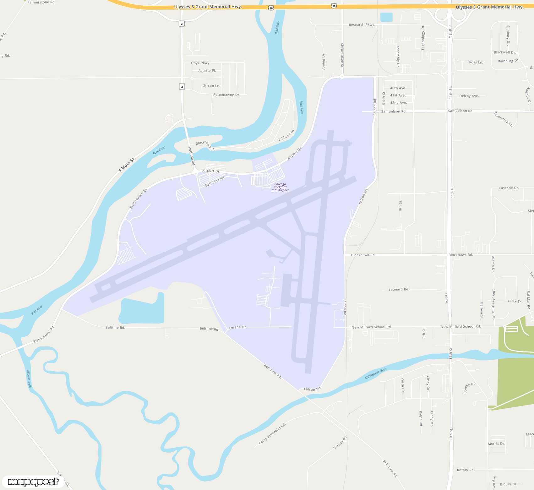 Carte de <span>Aéroport de </span>Chicago Rockford<span>(RFD)</span>