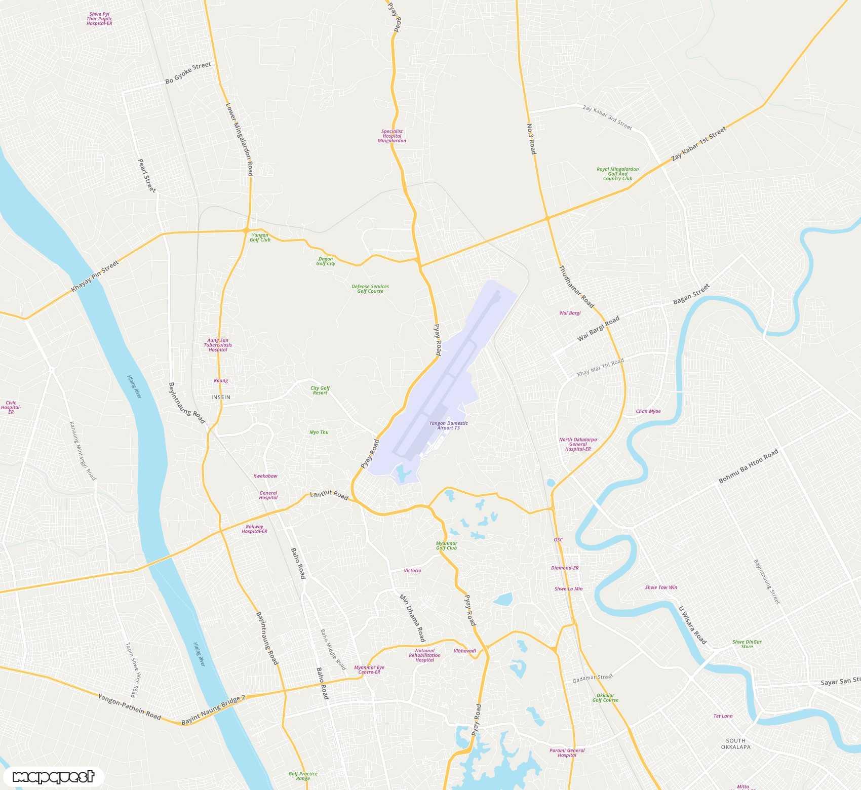 Carte de Yangon <span>international airport (RGN)</span>