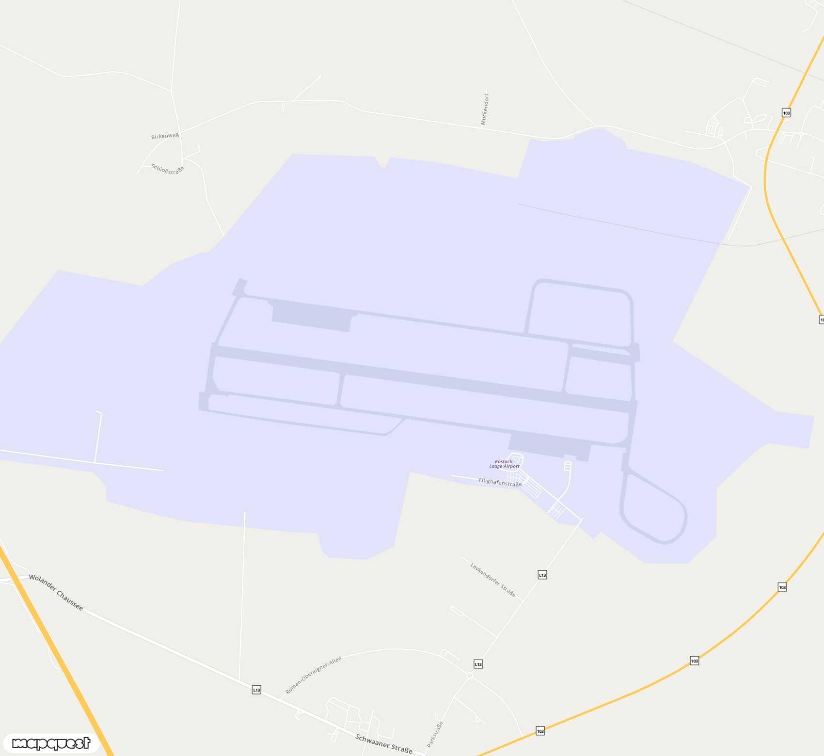 Carte de Rostock-Laage <span>airport (RLG)</span>