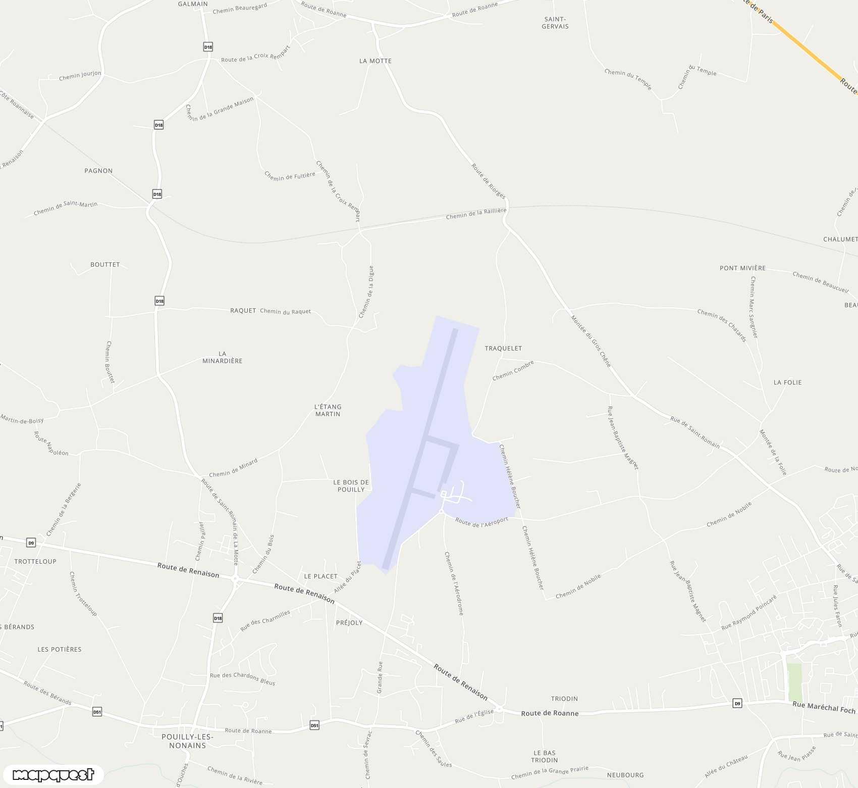 Carte de Roanne-Renaison <span>airport (RNE)</span>