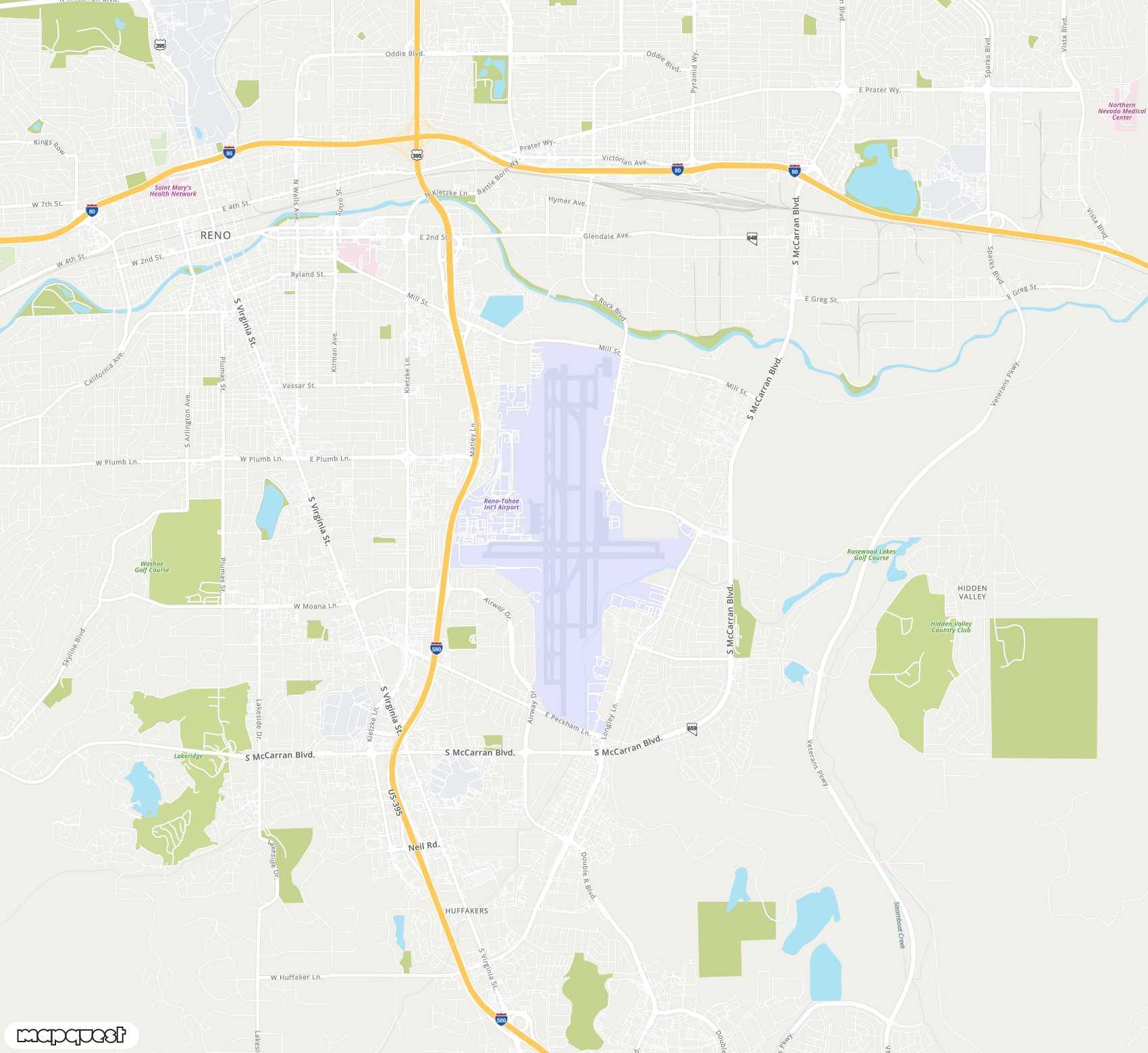 Carte de <span>Aéroport international de </span>Reno Tahoe<span>(RNO)</span>