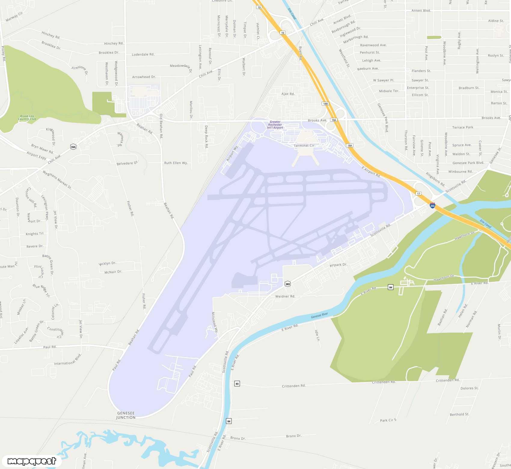 Carte de Greater Rochester <span>airport (ROC)</span>
