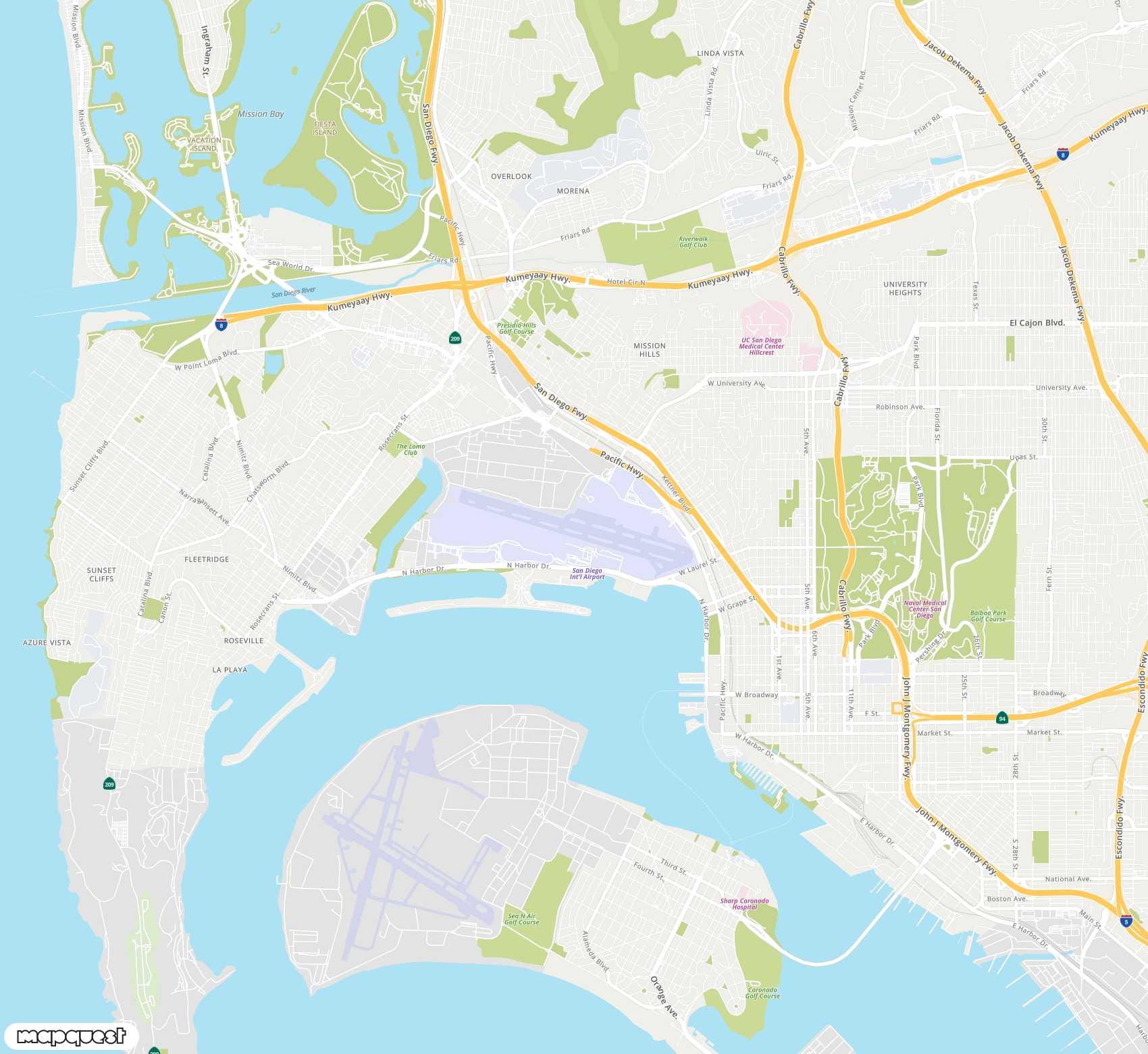 Carte de San Diego <span>international airport (SAN)</span>