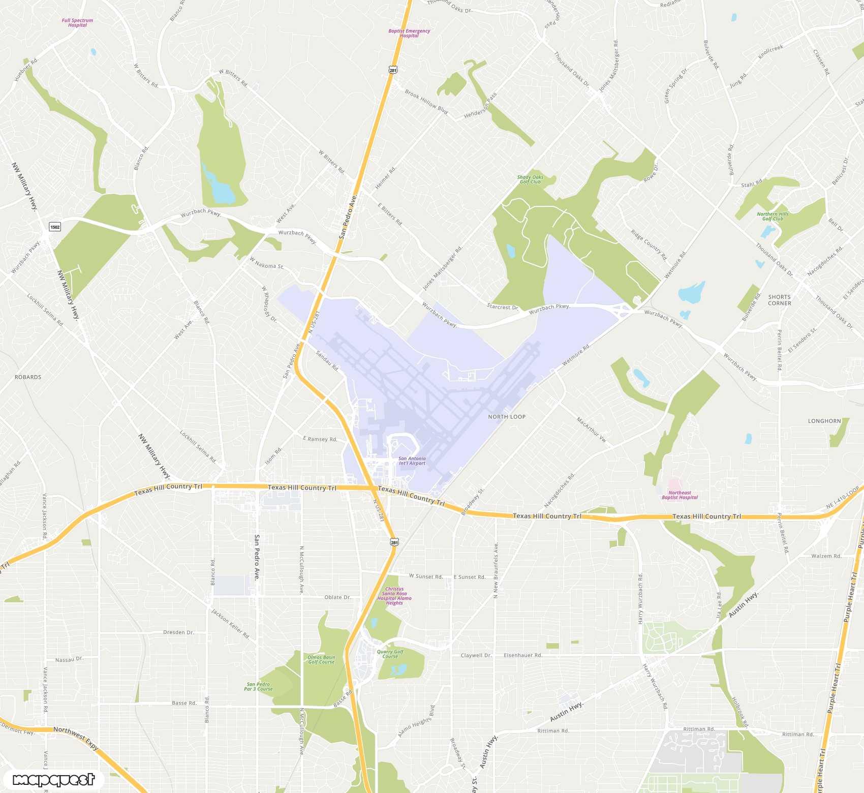 Carte de San Antonio <span>international airport (SAT)</span>