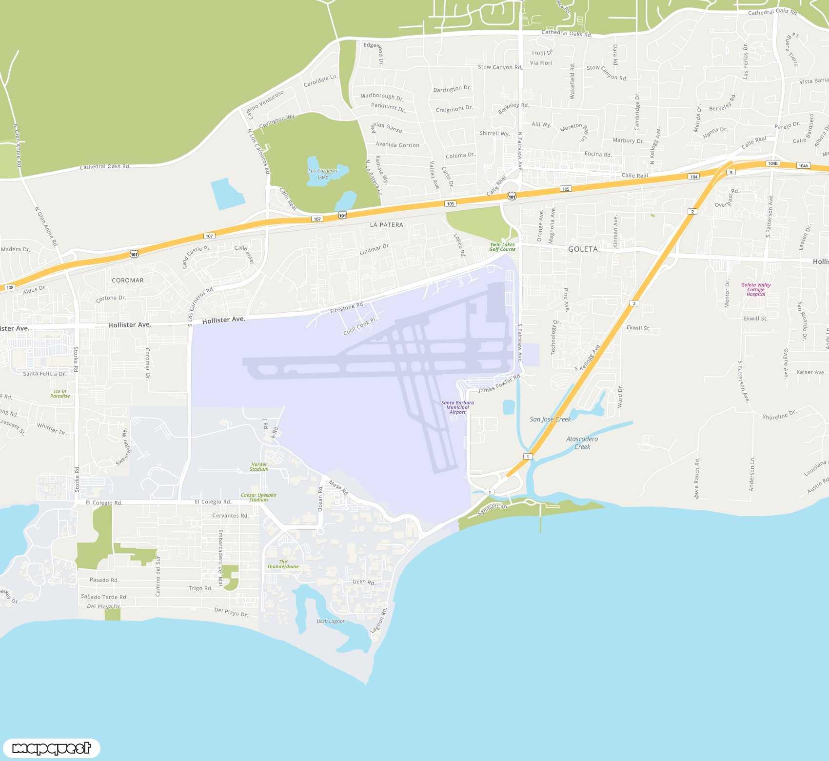 Carte de Santa Barbara Municipal <span>airport (SBA)</span>
