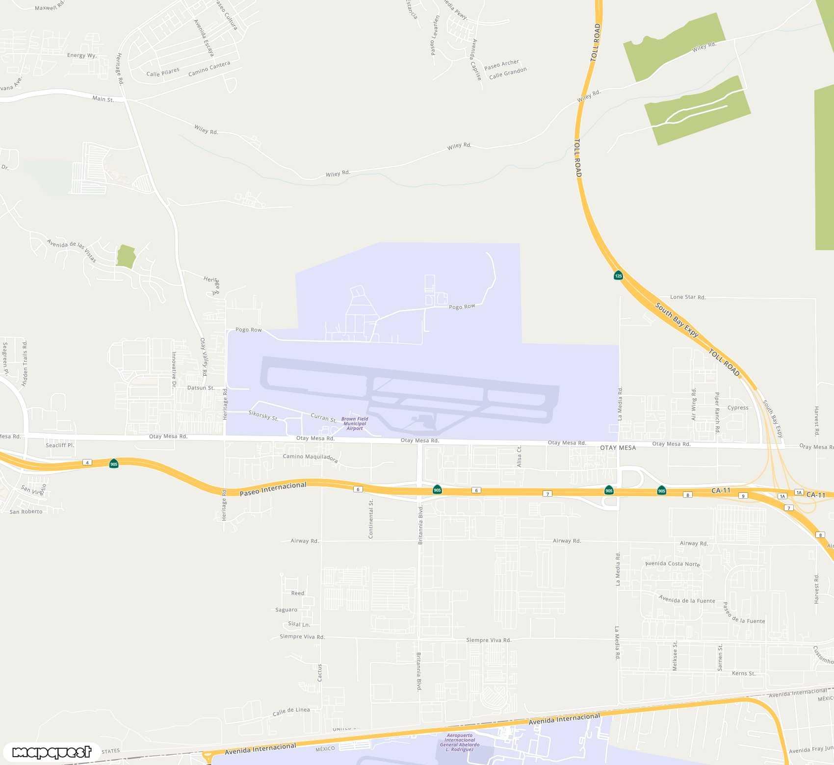 Carte de Brown Field Municipal <span>airport (SDM)</span>