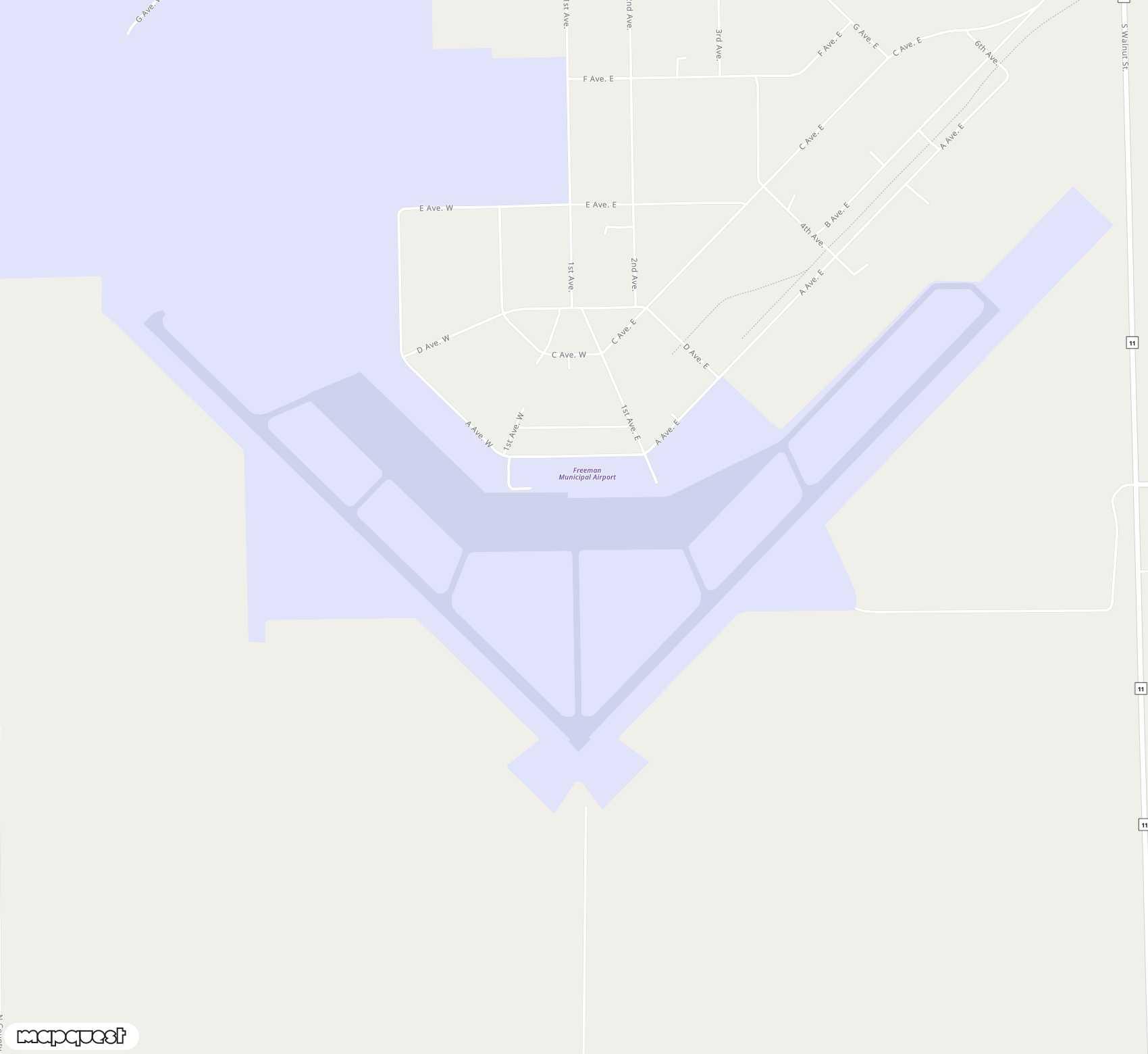 Carte de <span>Aérodrome de </span>Freeman Municipal<span>(SER)</span>