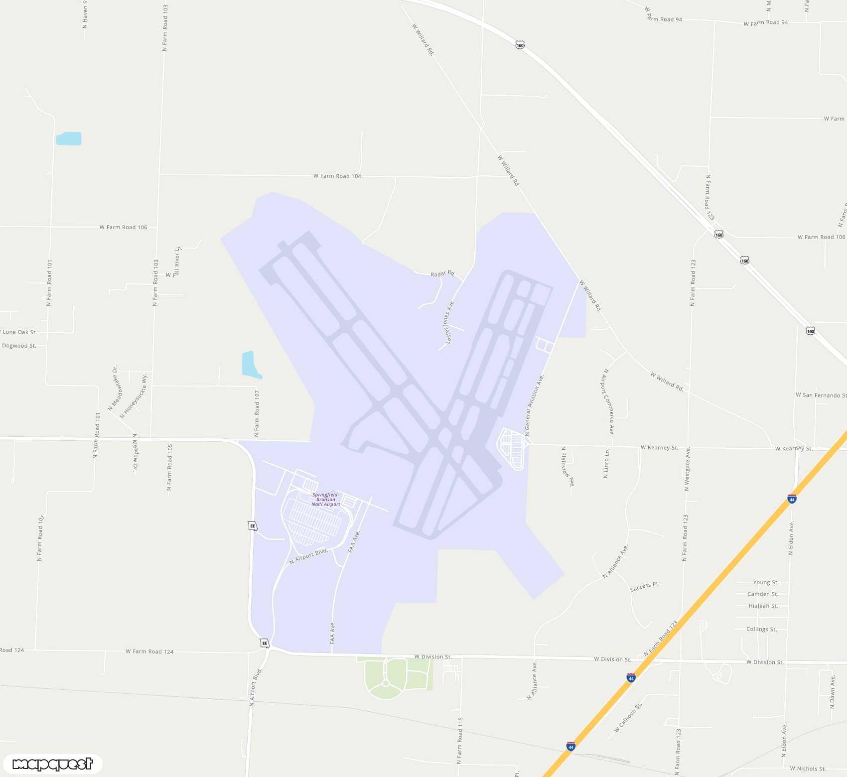 Carte de Springfield Branson National <span>airport (SGF)</span>