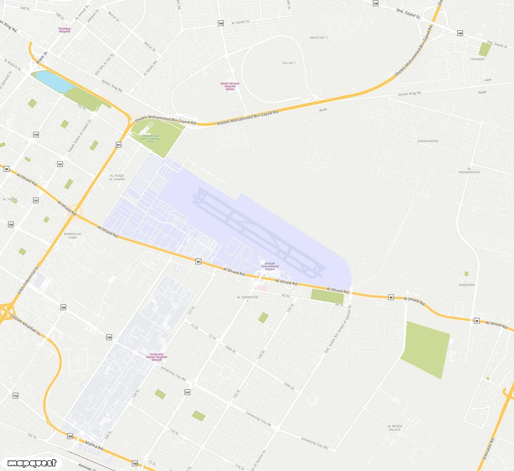 Carte de Sharjah <span>international airport (SHJ)</span>