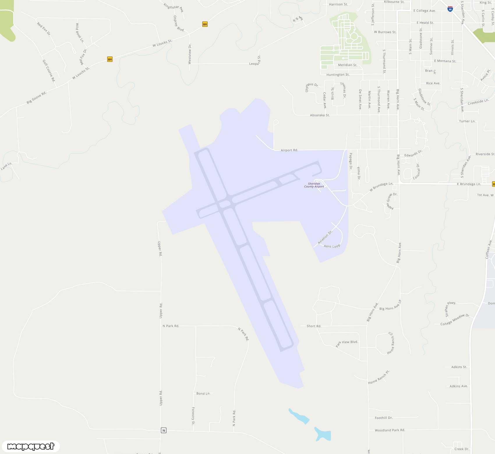 Carte de Sheridan County <span>airport (SHR)</span>