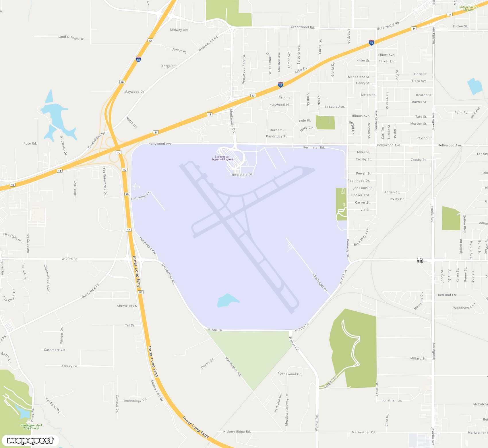 Carte de <span>Aéroport de </span>Shreveport Regional<span>(SHV)</span>