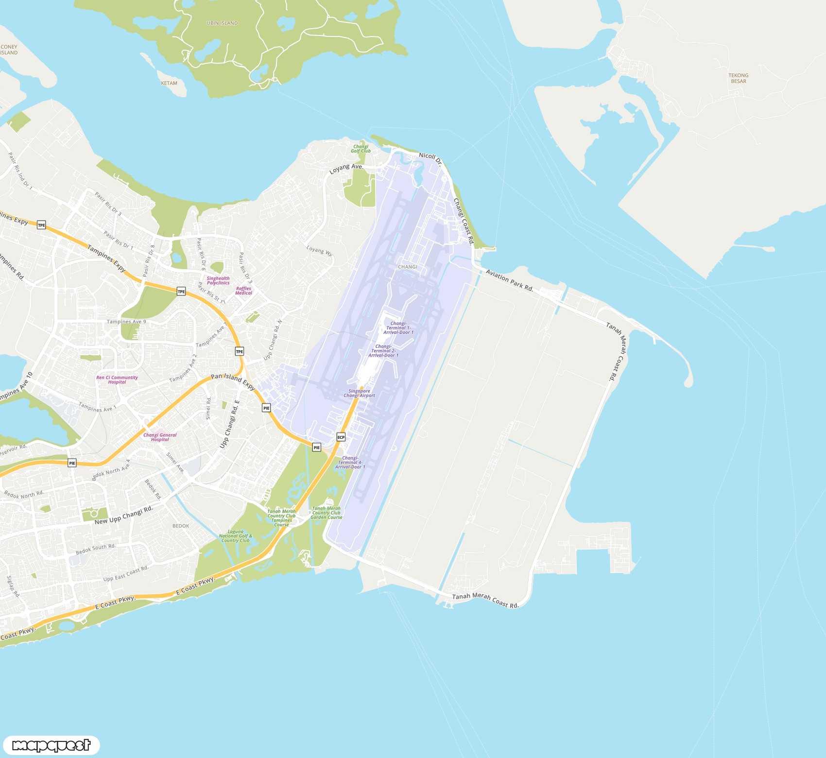 Carte de Singapore Changi <span>international airport (SIN)</span>