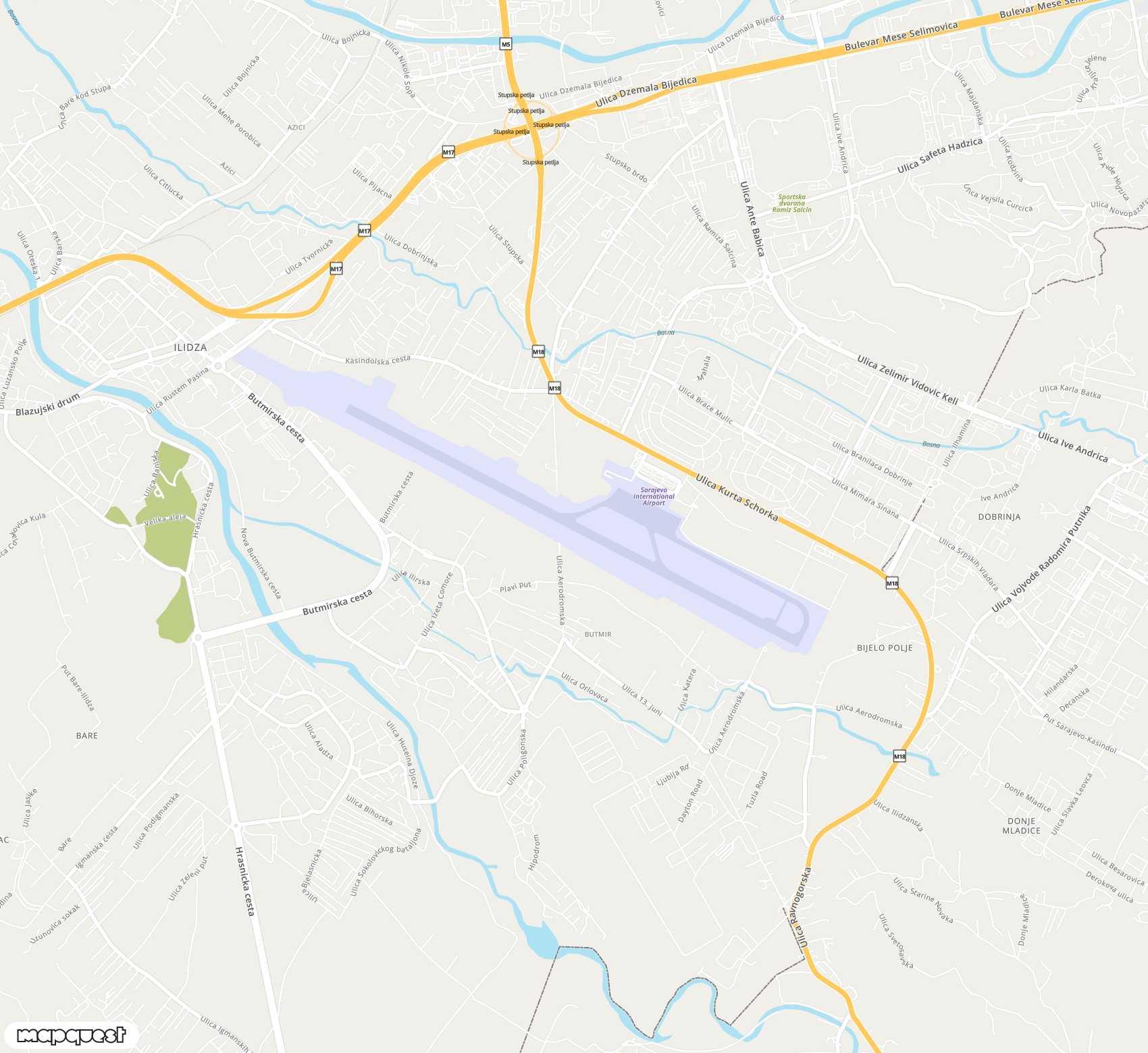 Carte de Sarajevo <span>airport (SJJ)</span>