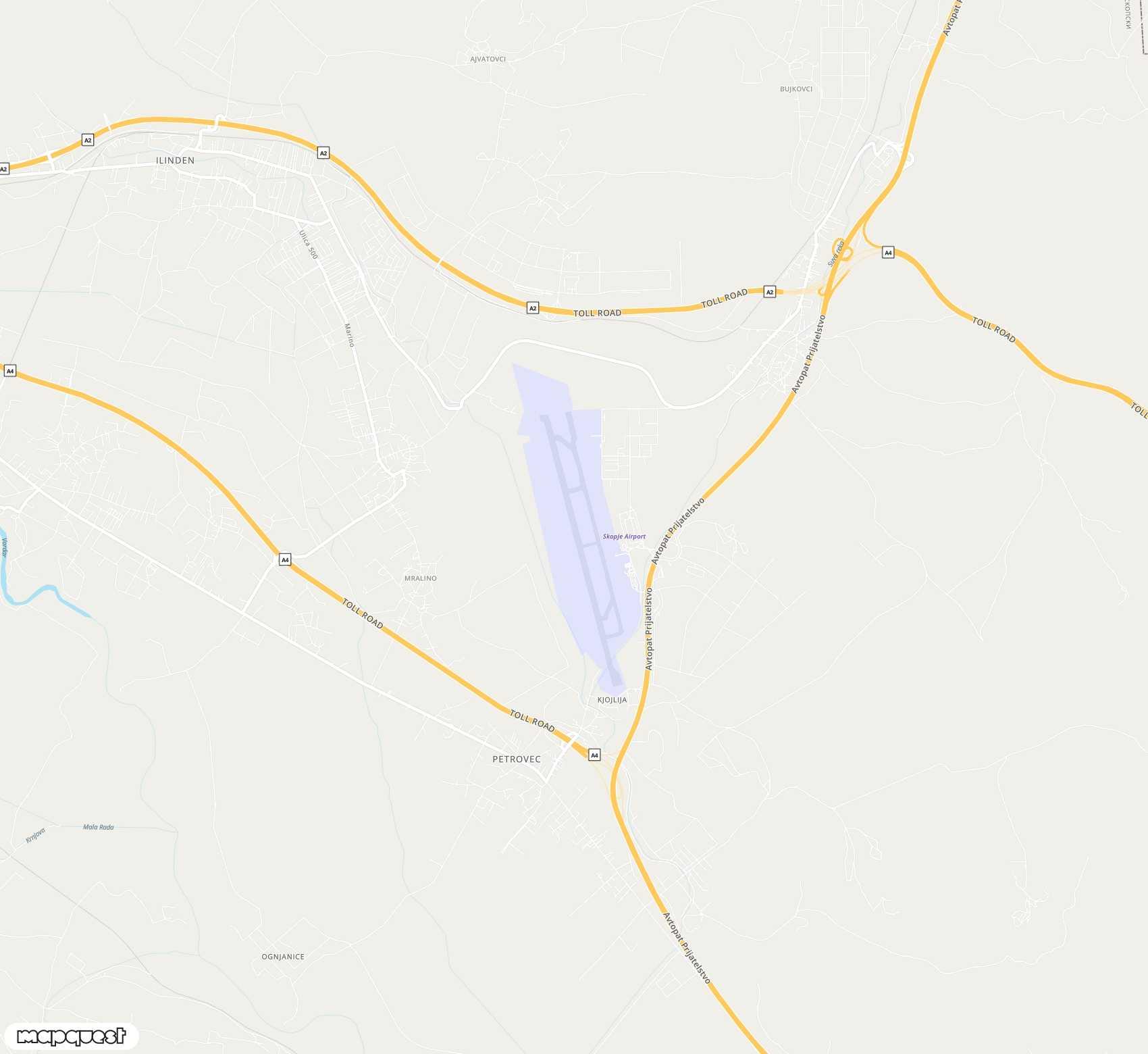 Carte de Skopje <span>international airport (SKP)</span>