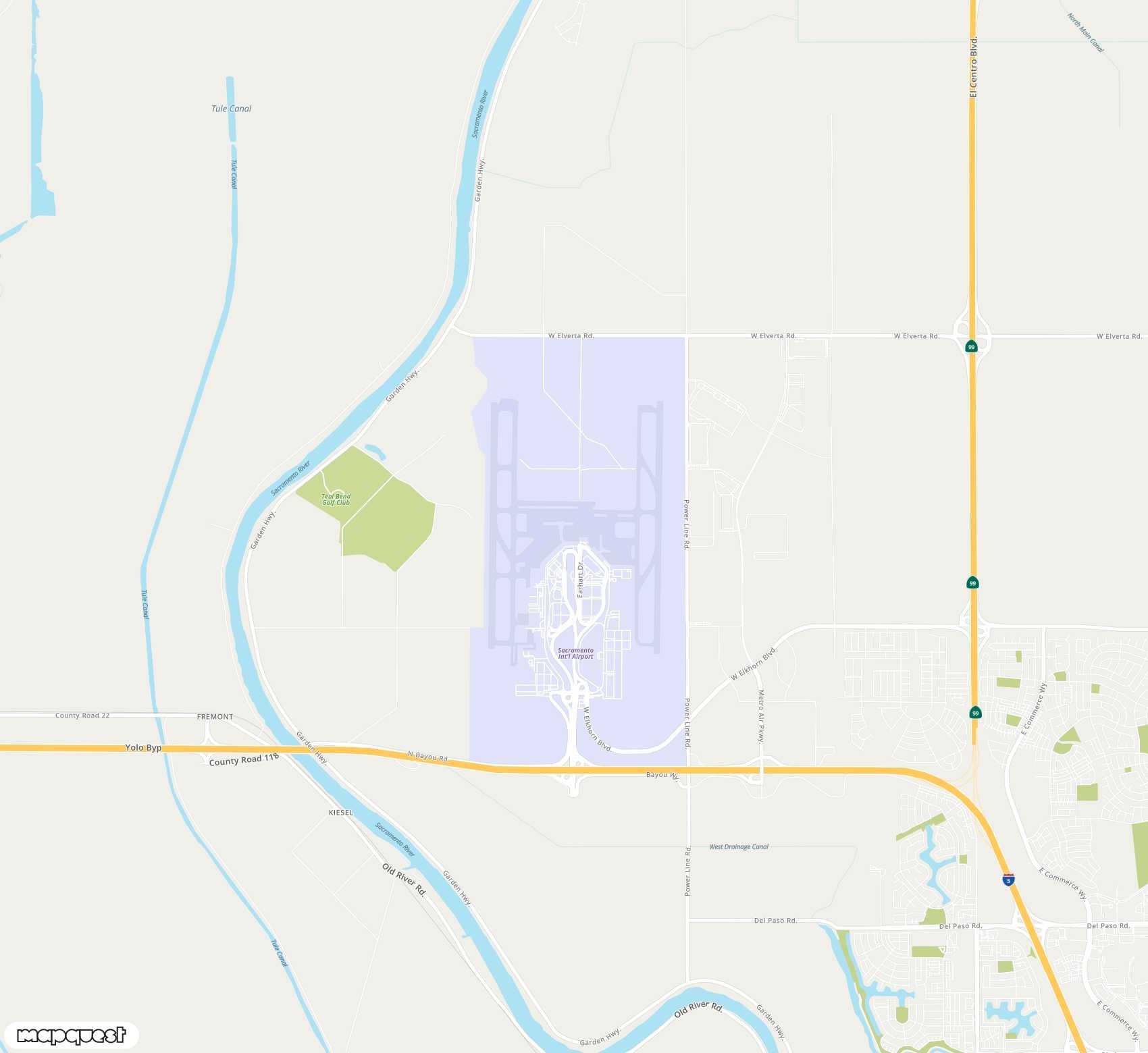 Carte de Sacramento <span>international airport (SMF)</span>
