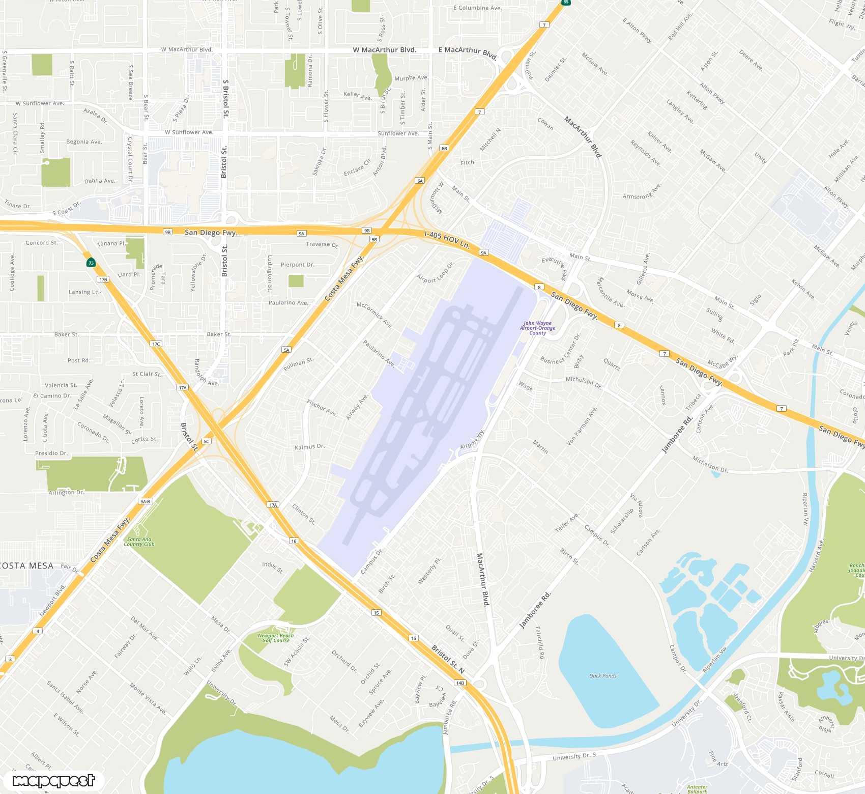 Carte de John Wayne-Orange County <span>airport (SNA)</span>