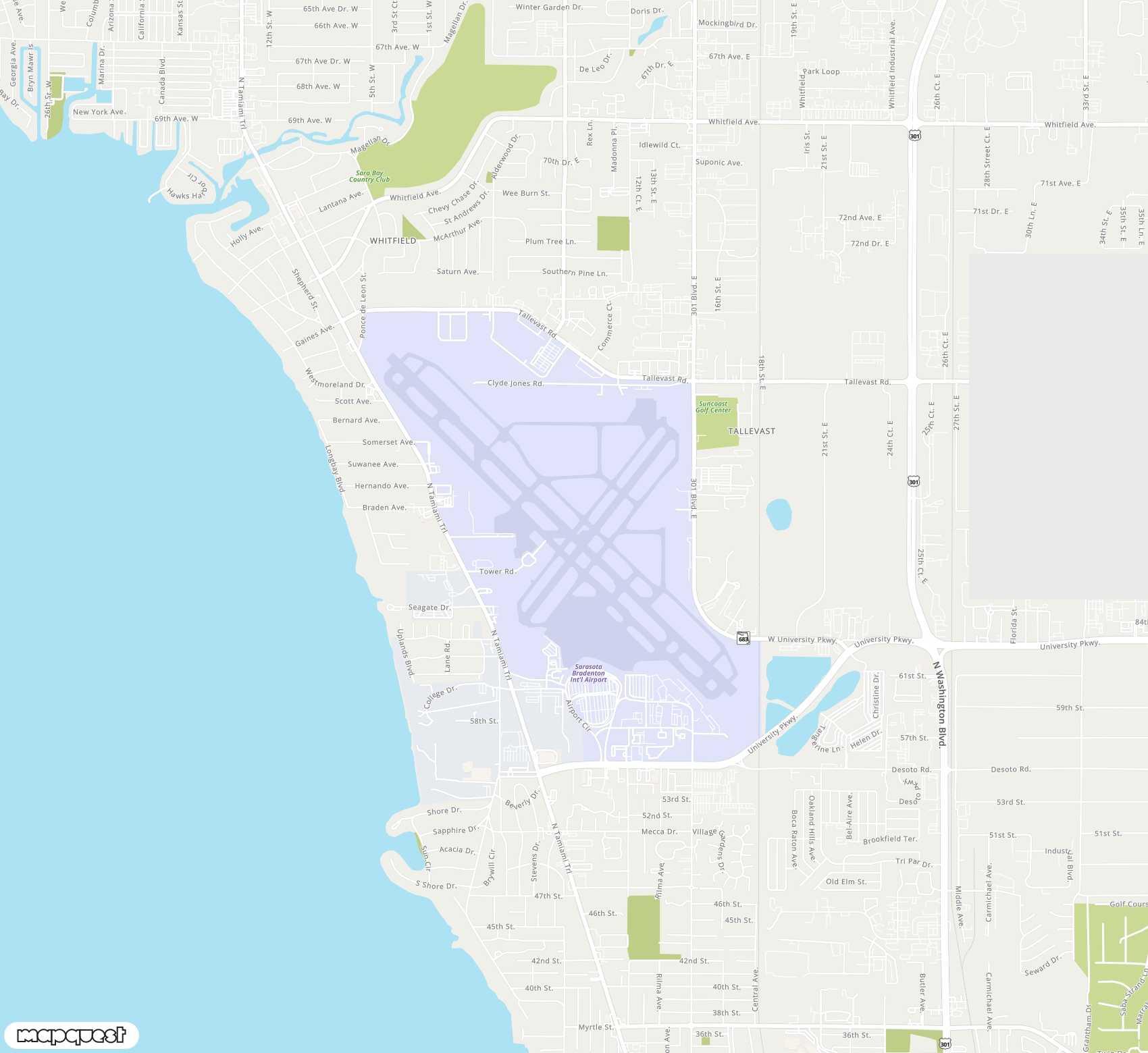 Carte de Sarasota Bradenton <span>airport (SRQ)</span>