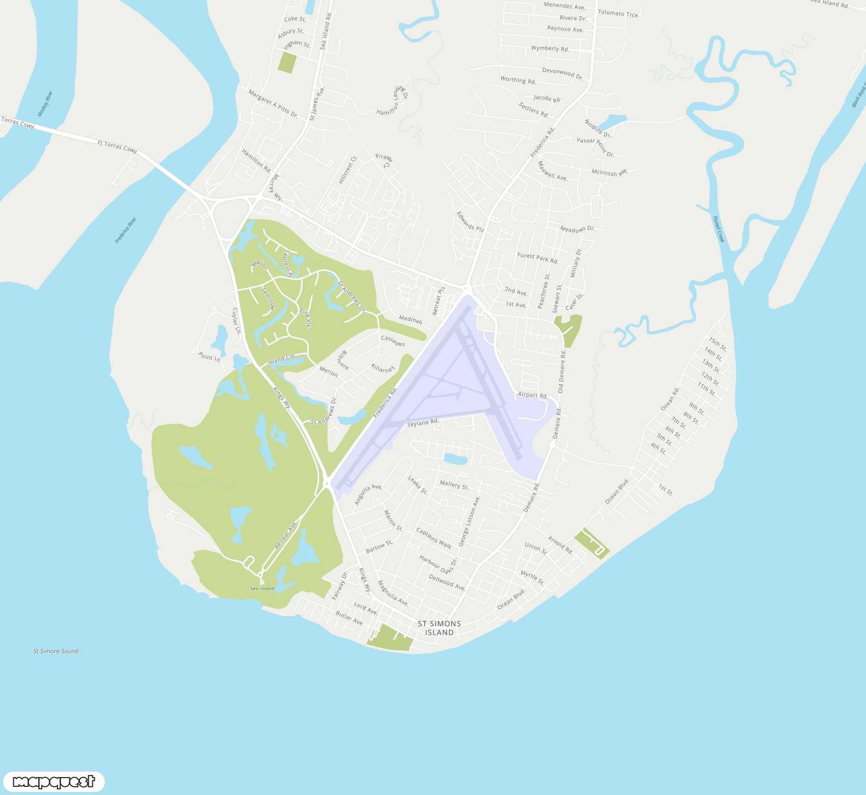 Carte de St Simons Island <span>airport (SSI)</span>