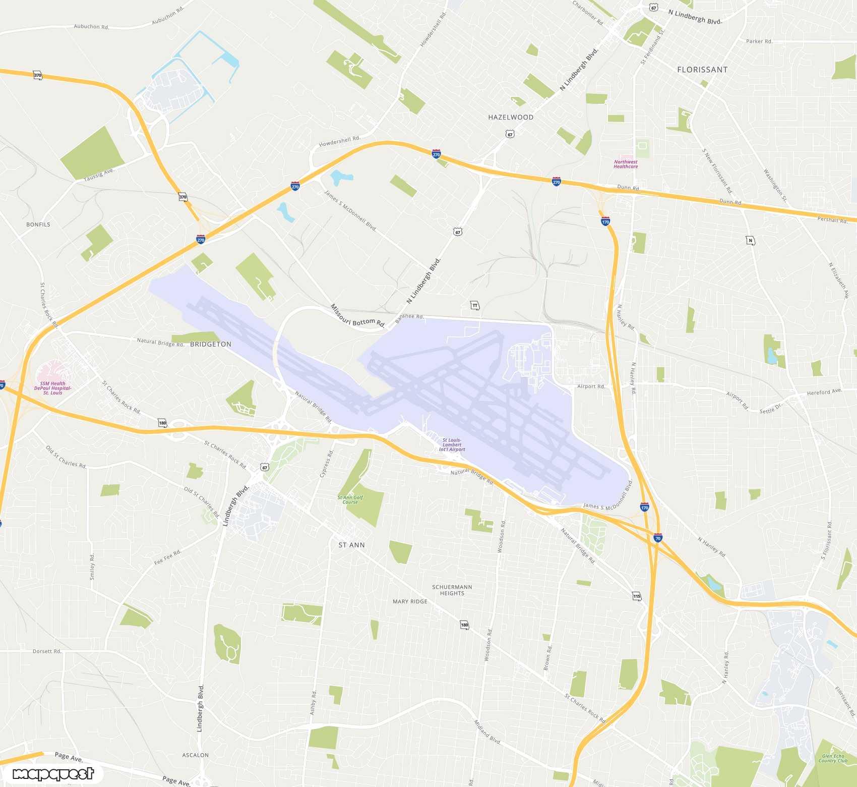 Carte de <span>Aéroport international de </span>St Louis Lambert<span>(STL)</span>