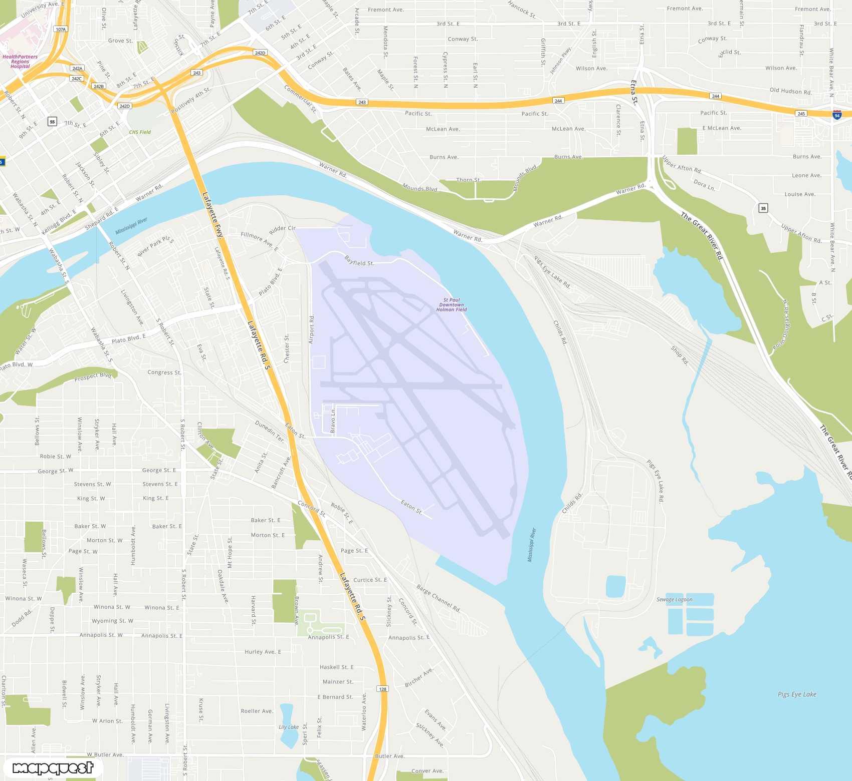 Carte de <span>Aéroport de </span>St Paul Downtown Holman Field<span>(STP)</span>