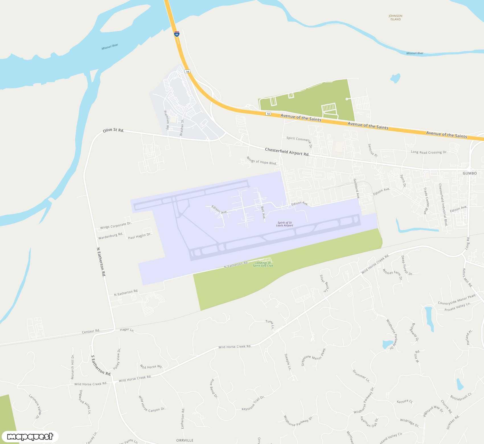 Carte de <span>Aéroport de </span>Spirit of St Louis<span>(SUS)</span>