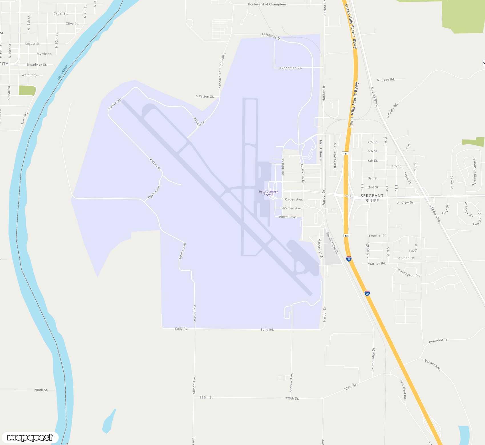 Carte de <span>Aéroport de </span>Sioux Gateway / Brigadier General Bud Day Field<span>(SUX)</span>