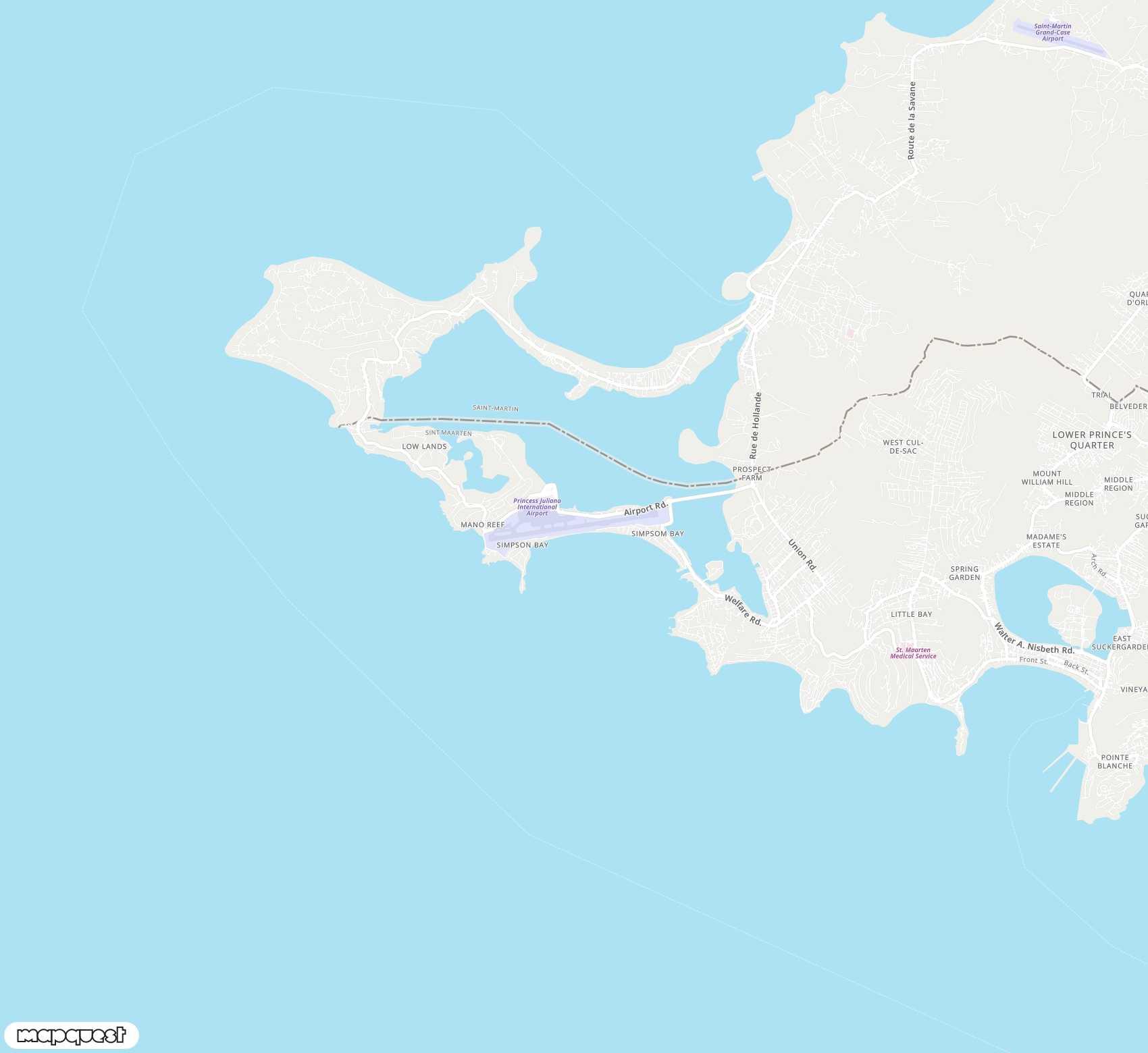 Carte de Princess Juliana <span>international airport (SXM)</span>