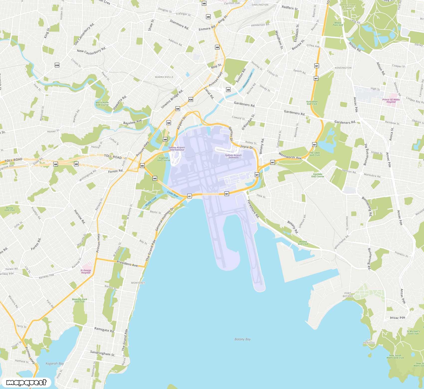 Carte de <span>Aéroport international de </span>Sydney Kingsford Smith<span>(SYD)</span>