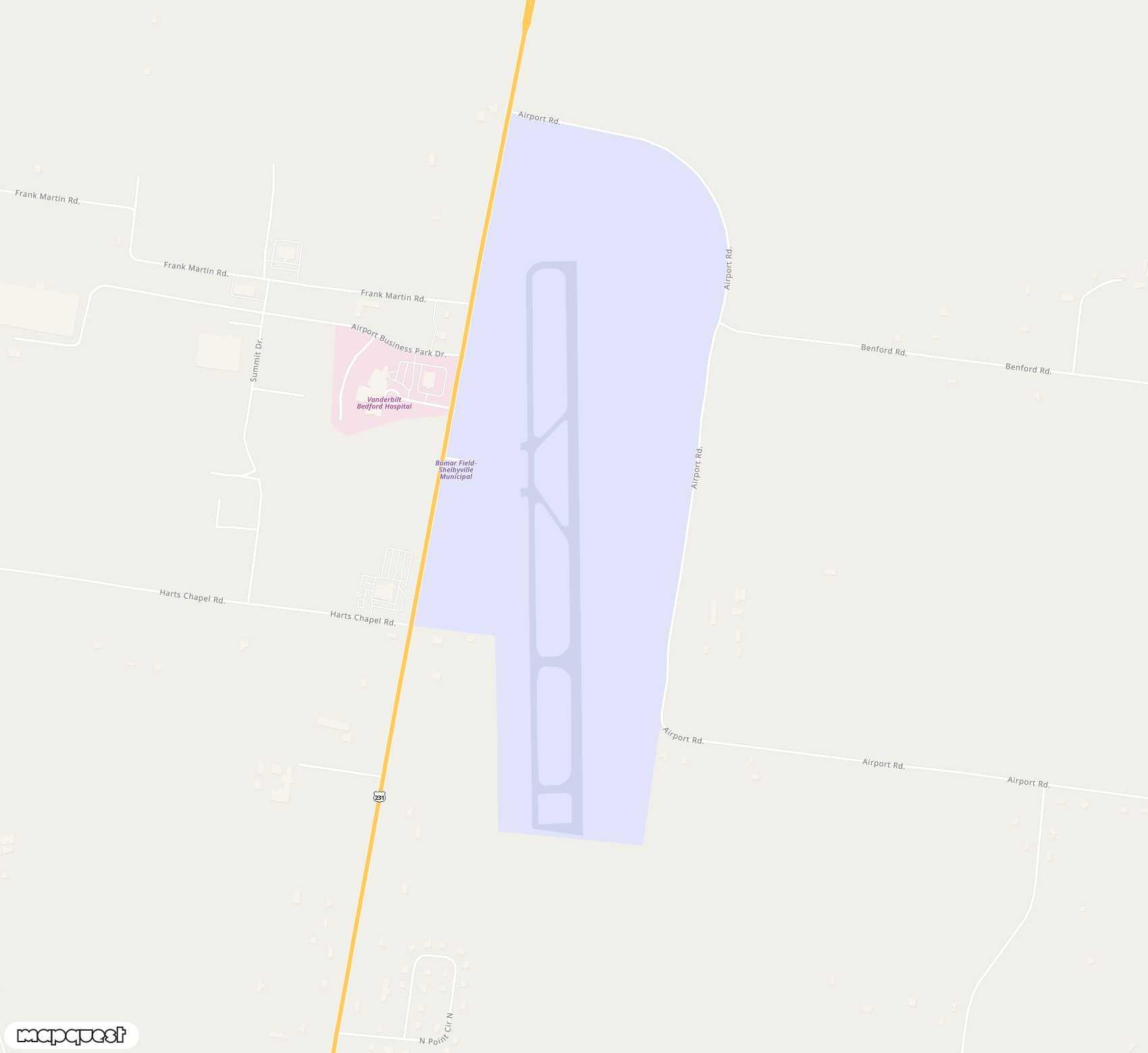 Carte de <span>Aérodrome de </span>Bomar Field Shelbyville Municipal<span>(SYI)</span>