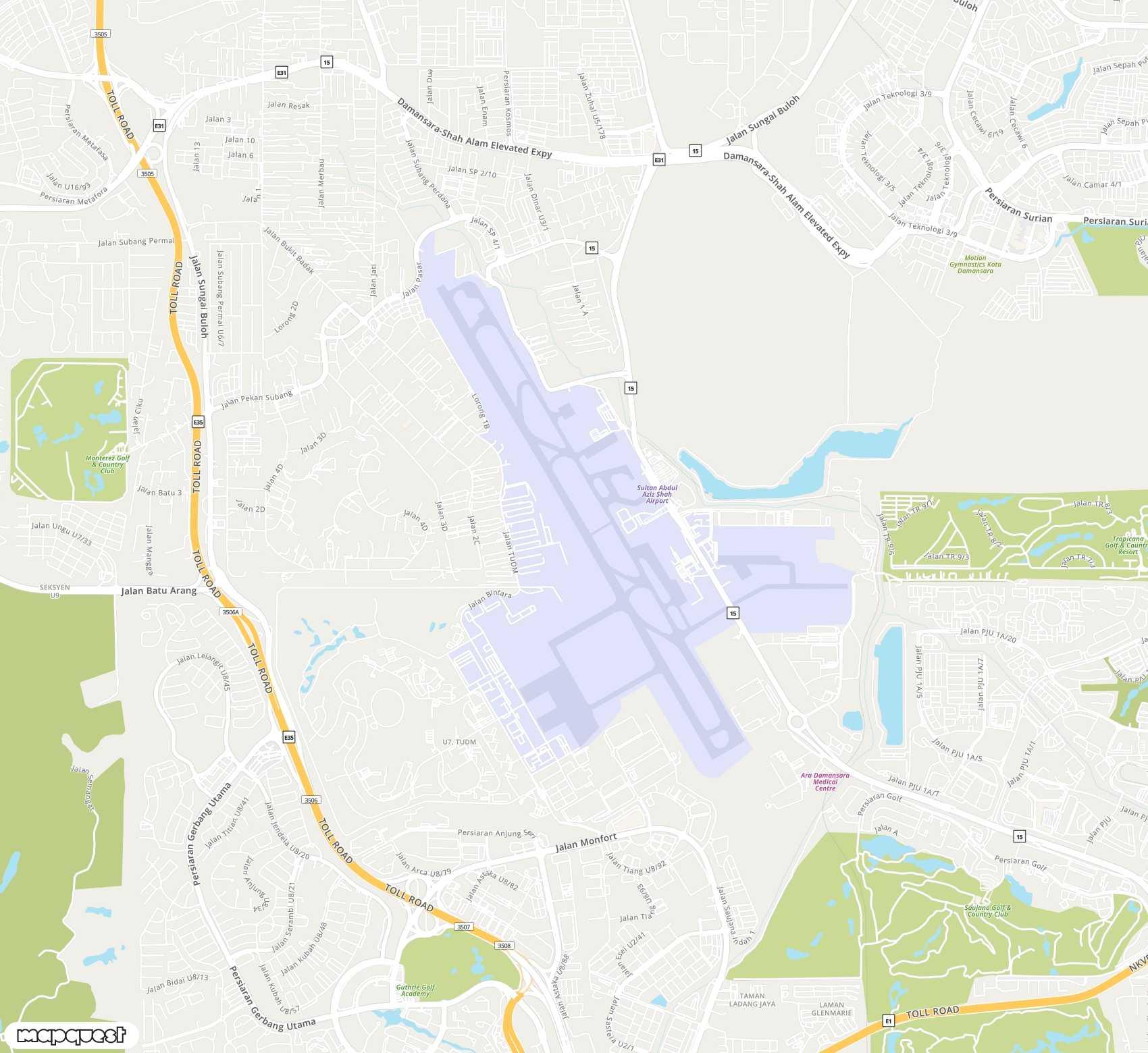 Carte de Sultan Abdul Aziz Shah <span>airport (SZB)</span>