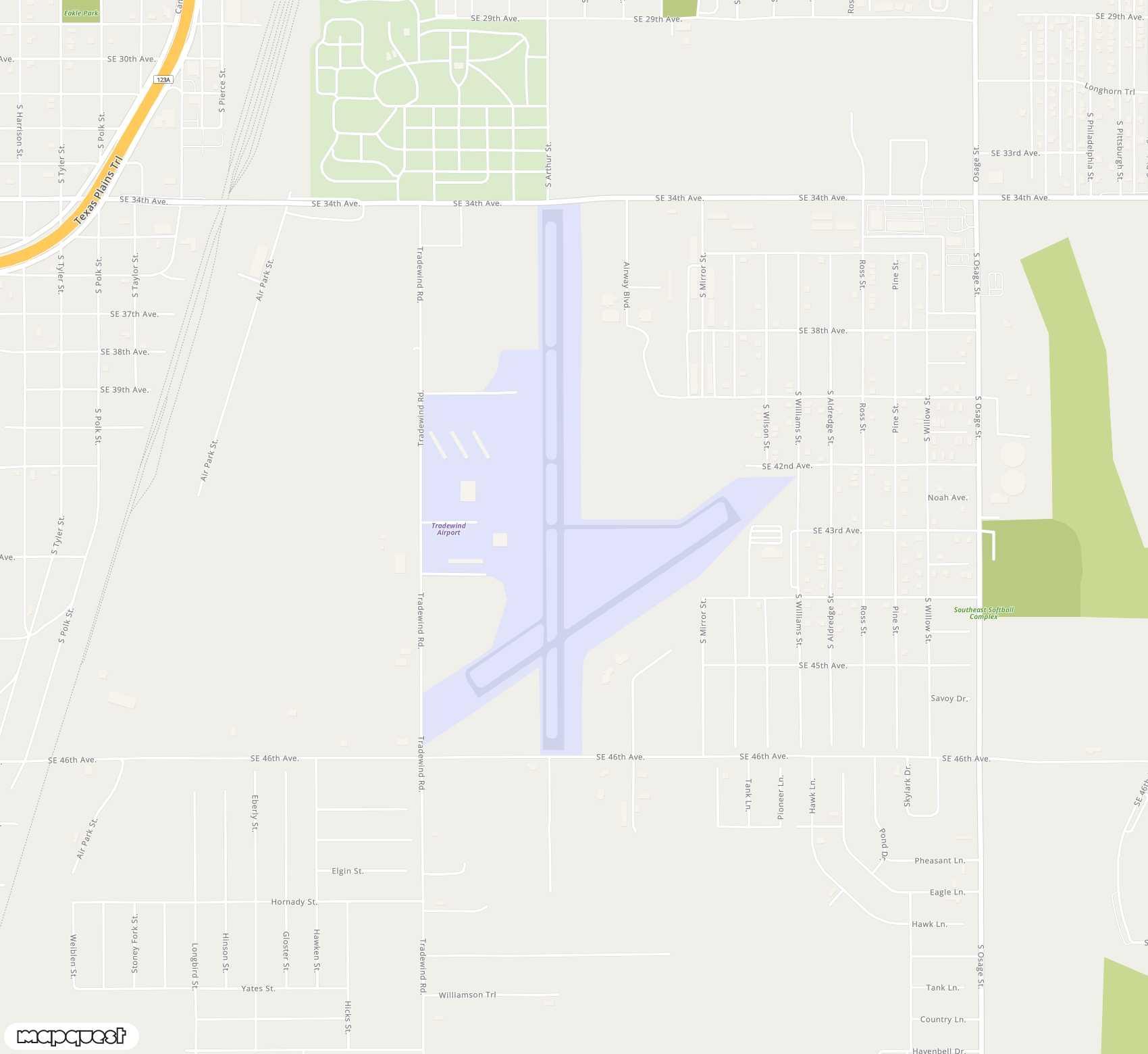 Carte de <span>Aérodrome de </span>Tradewind<span>(TDW)</span>