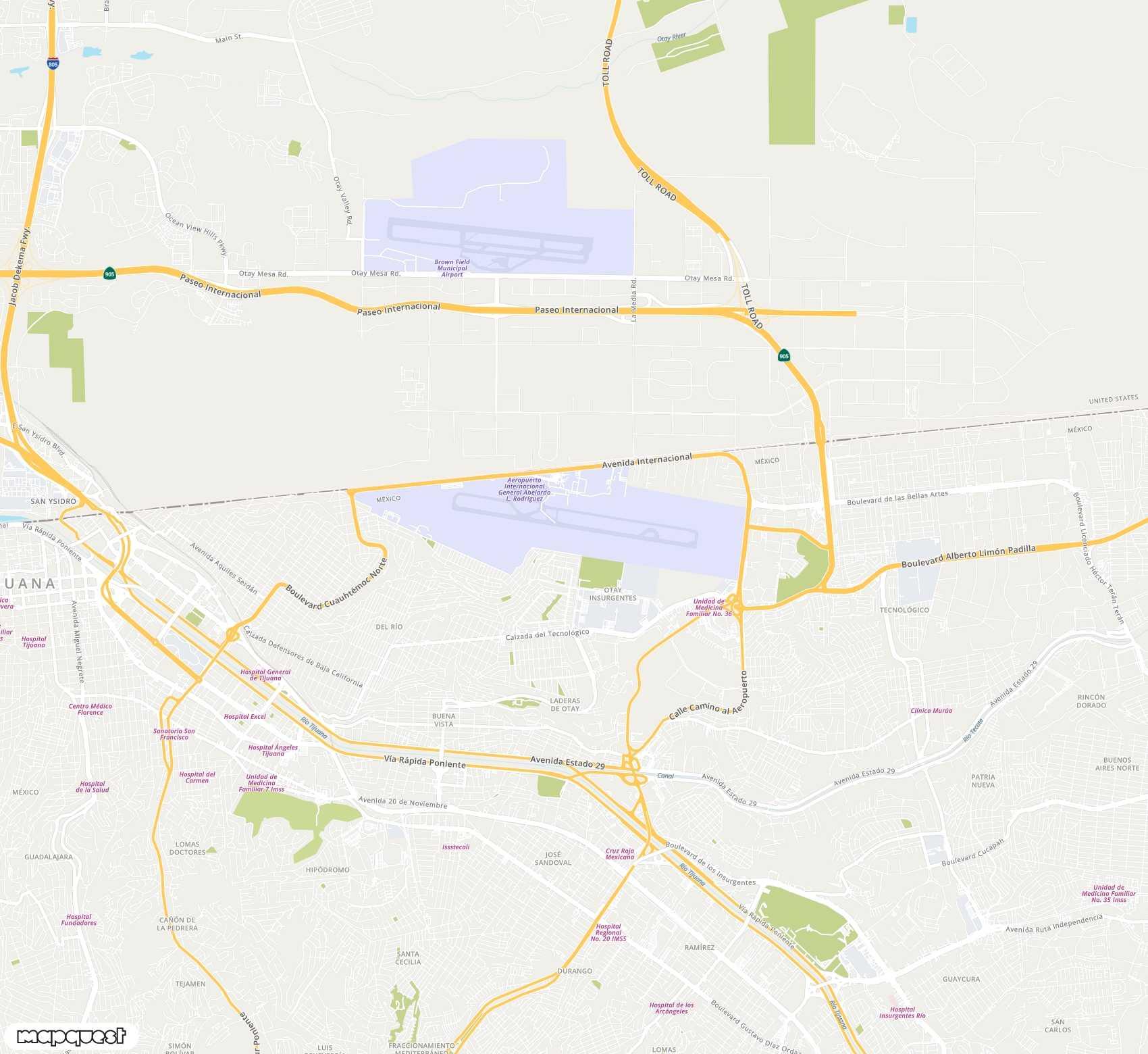 Carte de General Abelardo L. Rodríguez <span>international airport (TIJ)</span>