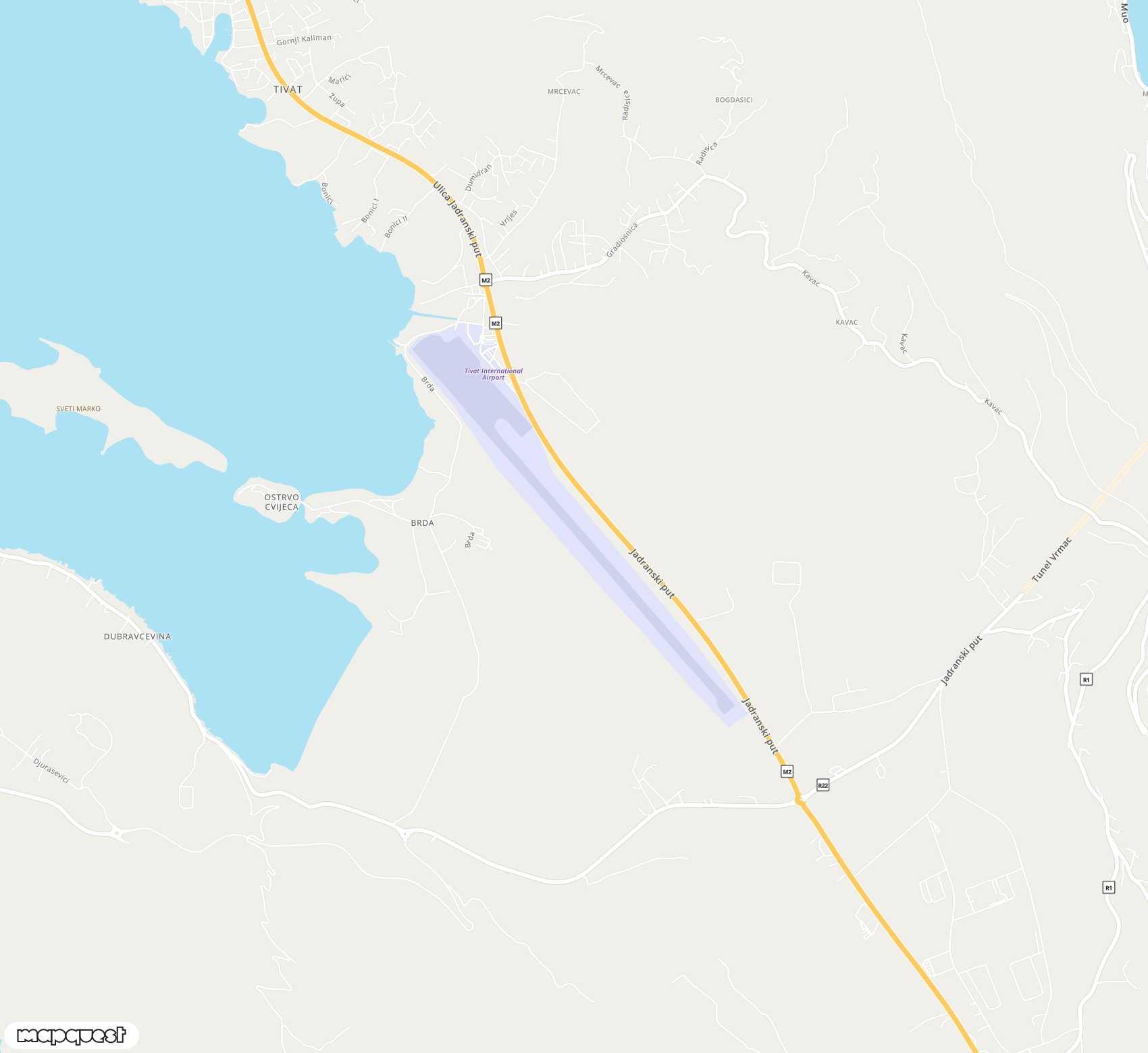 Carte de Tivat <span>airport (TIV)</span>