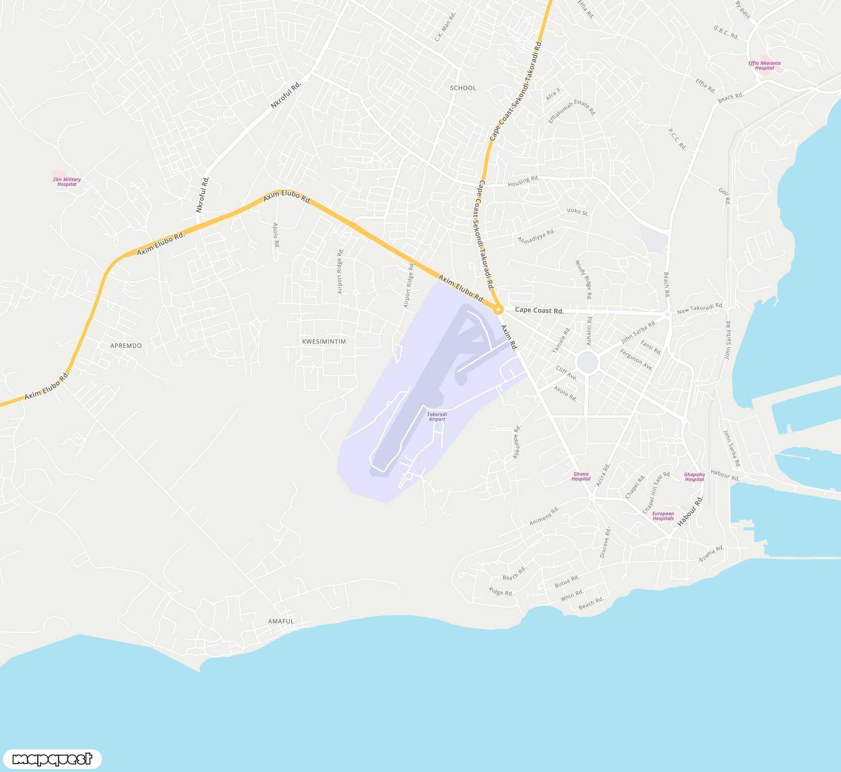 Carte de Takoradi <span>airport (TKD)</span>