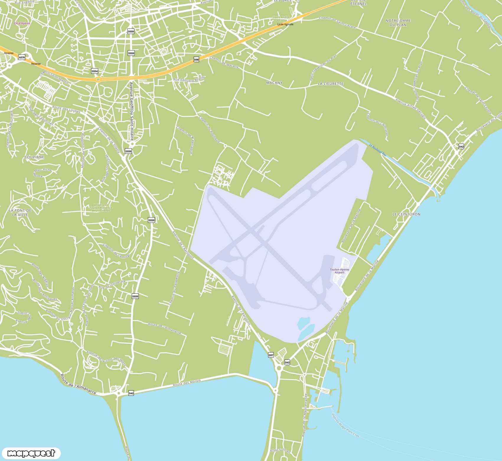 Carte de <span>Aéroport de </span>Toulon-Hyères<span>(TLN)</span>