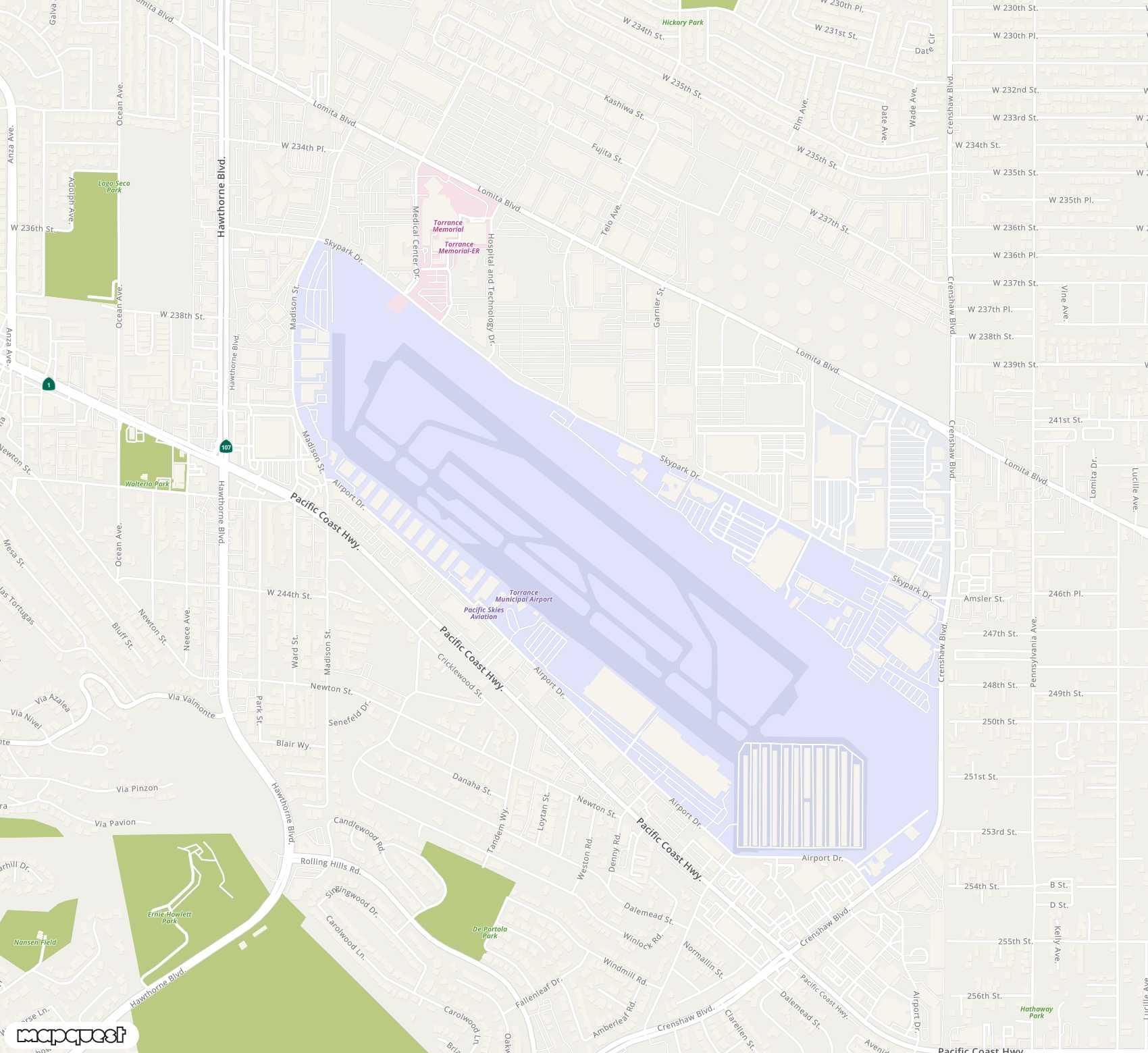 Carte de <span>Aérodrome de </span>Zamperini Field<span>(TOA)</span>
