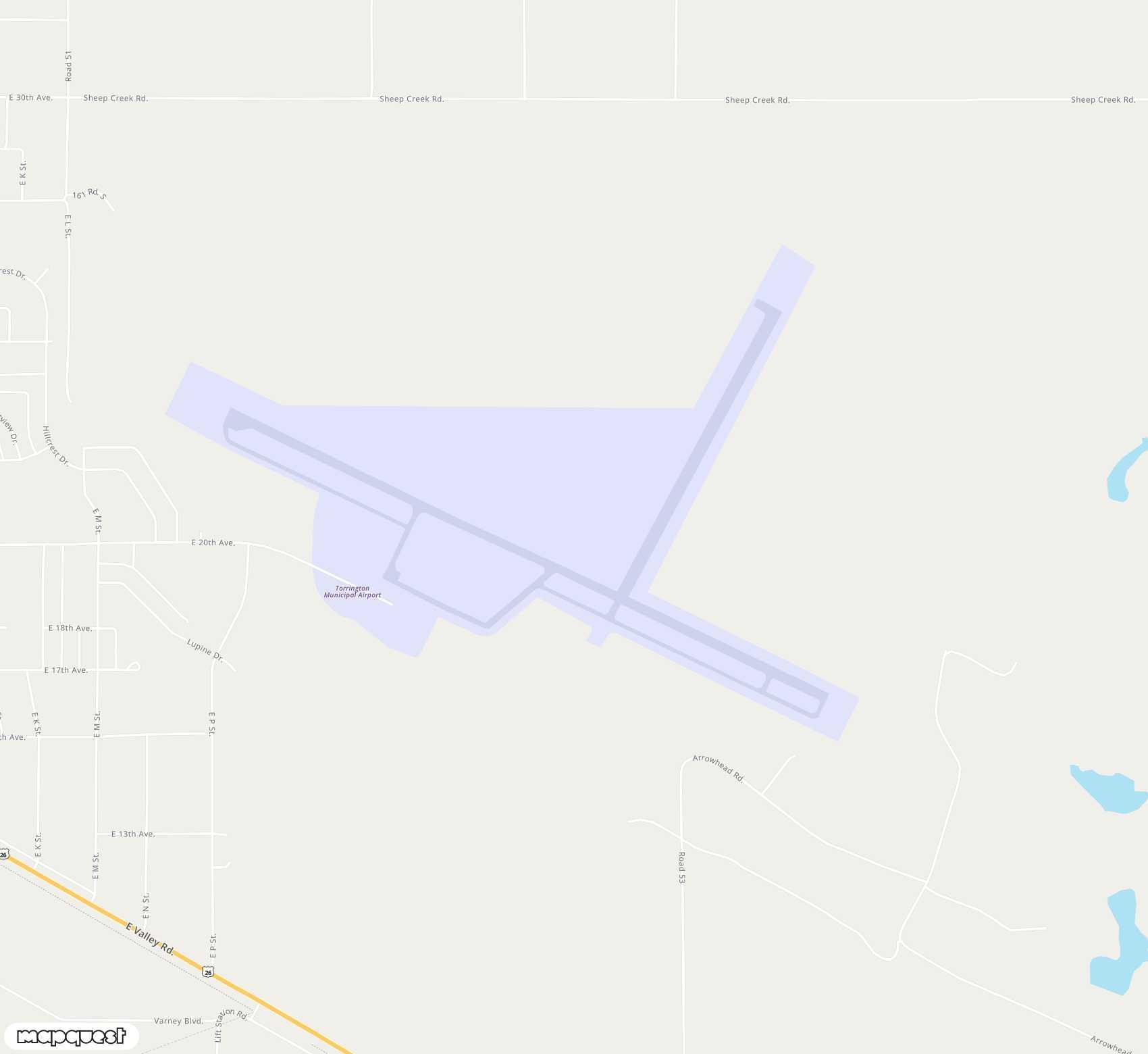 Carte de <span>Aérodrome de </span>Torrington Municipal<span>(TOR)</span>